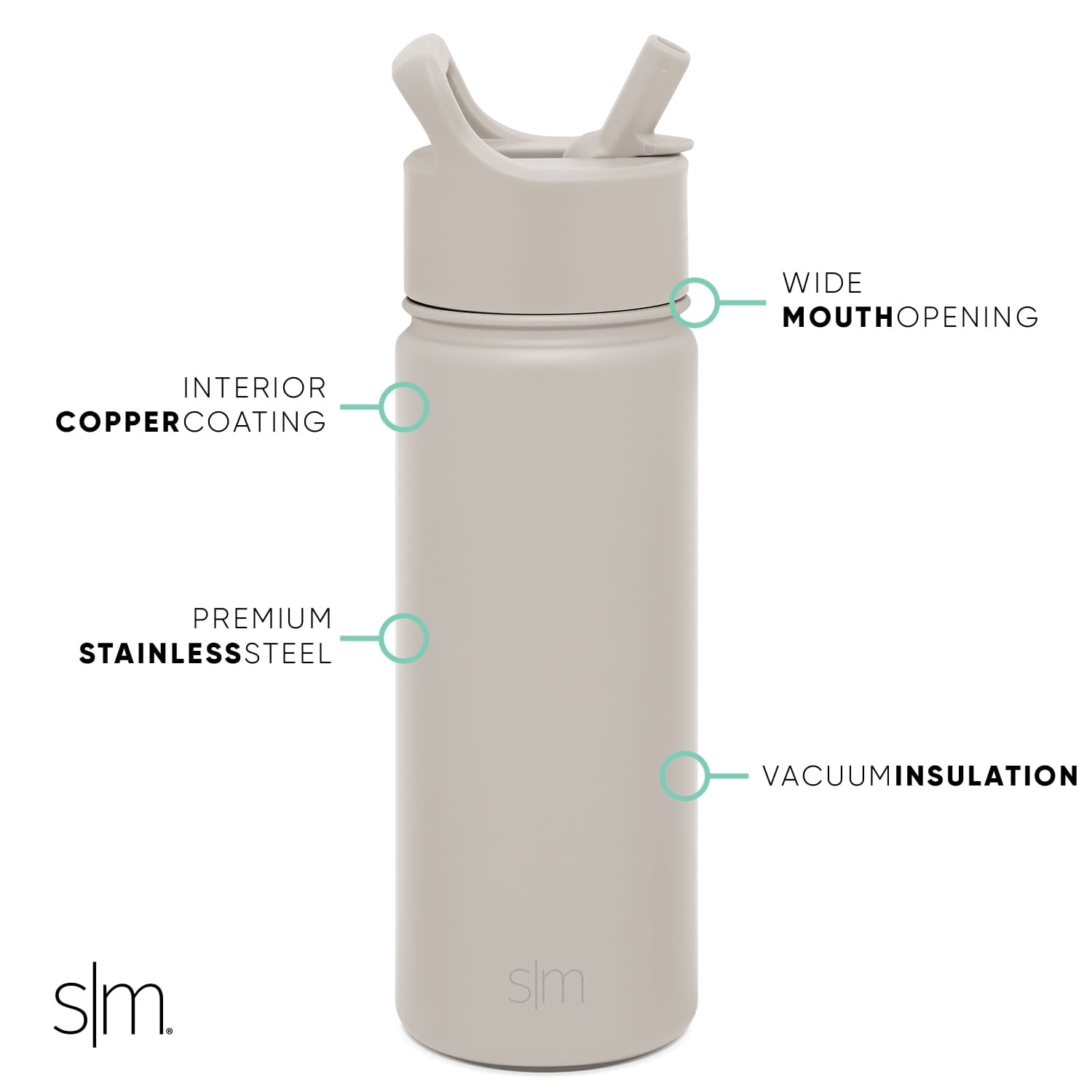 Simple Modern Summit Water Bottle Straw Lid Vacuum Insulated Stainless Steel Bottle | 18 fl oz M685A