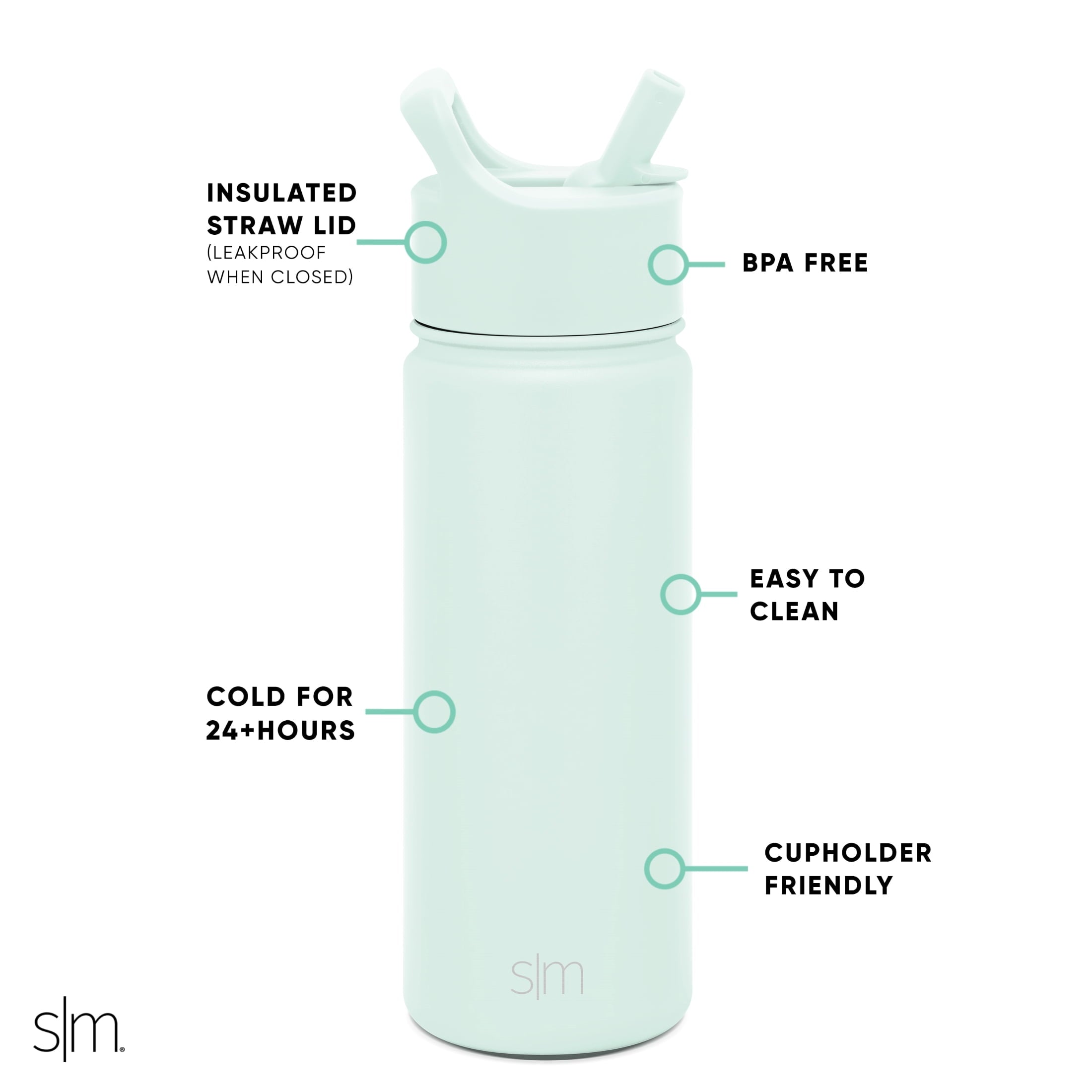 Simple Modern Summit Water Bottle Straw Lid Vacuum Insulated Stainless Steel Bottle | 18 fl oz M685A