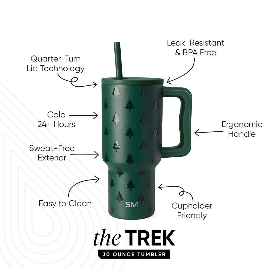 Simple Modern 30 fl oz Insulated Stainless Steel Trek Tumbler with Straw Lid | Seaglass Sage and Cream Checkmate M690P