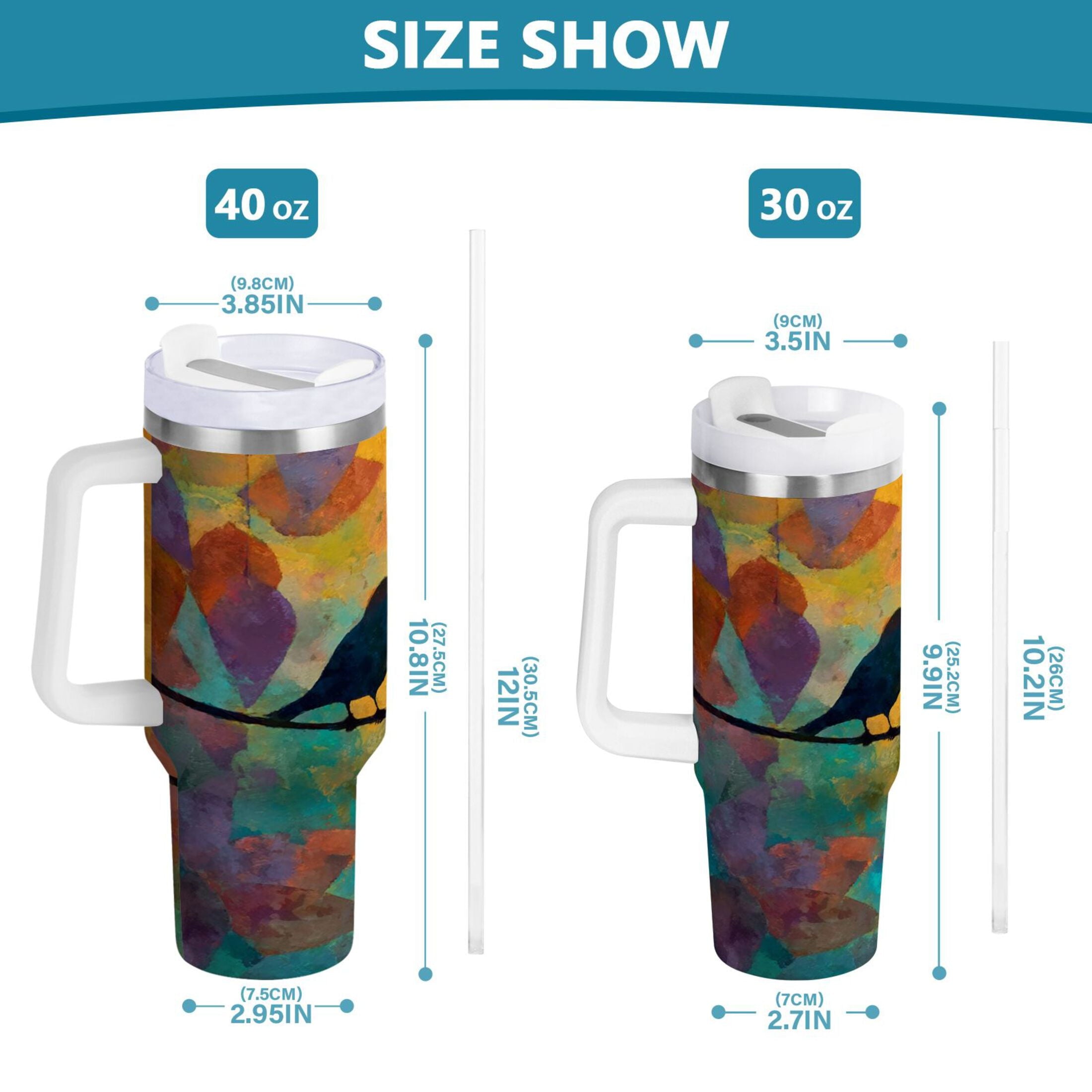 30 oz Insulated Stainless Steel Tumbler Double Wall Stainless Steel Tumbler with 2-Way Drinking Birds on A Wire M613W