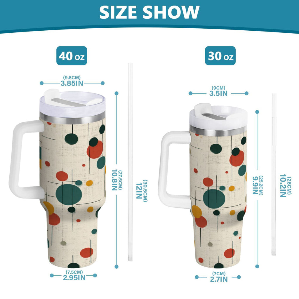 30 oz Insulated Stainless Steel Tumbler Double Wall Stainless Steel Tumbler with 2-Way Drinking Colorful Dots and Lines M646S