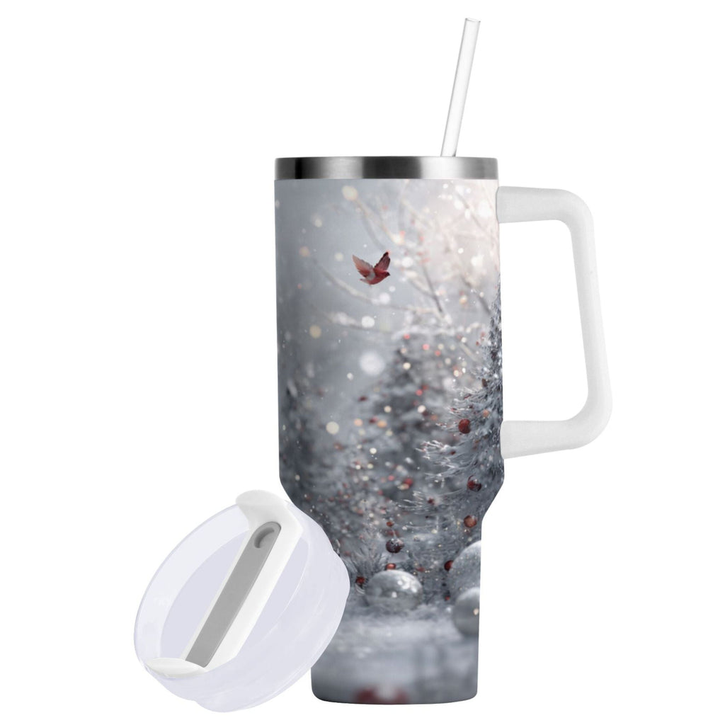 30 oz Insulated Stainless Steel Tumbler Double Wall Stainless Steel Tumbler with 2-Way Drinking Snowy Winter Landscape M557M