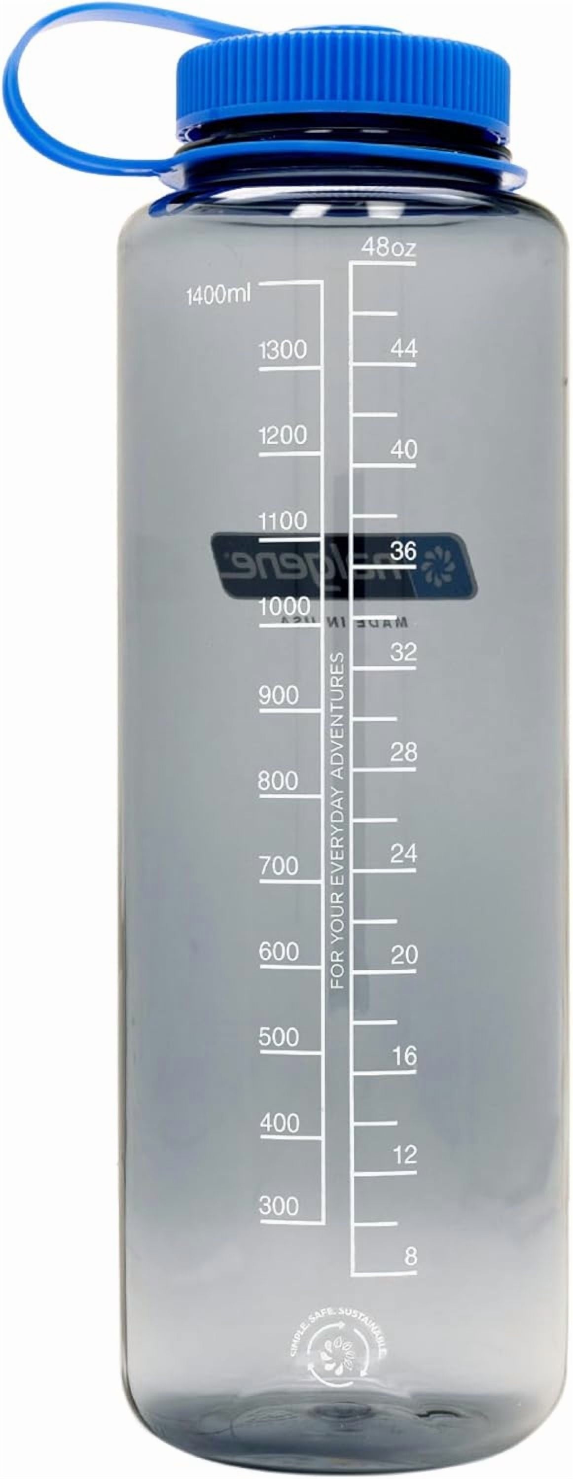 Nalgene Sustain Tritan BPA-Free Water  Made with Material Derived from 50% Plastic Waste (using ISCC certified mass balance), 48 OZ, Wide Mouth, Aubergine M148D