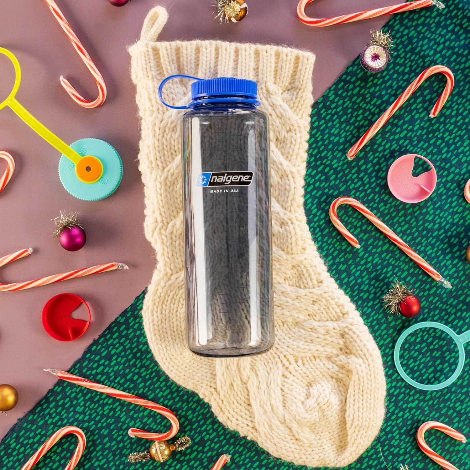 Nalgene Sustain Tritan BPA-Free Water  Made with Material Derived from 50% Plastic Waste (using ISCC certified mass balance), 48 OZ, Wide Mouth, Aubergine M148D