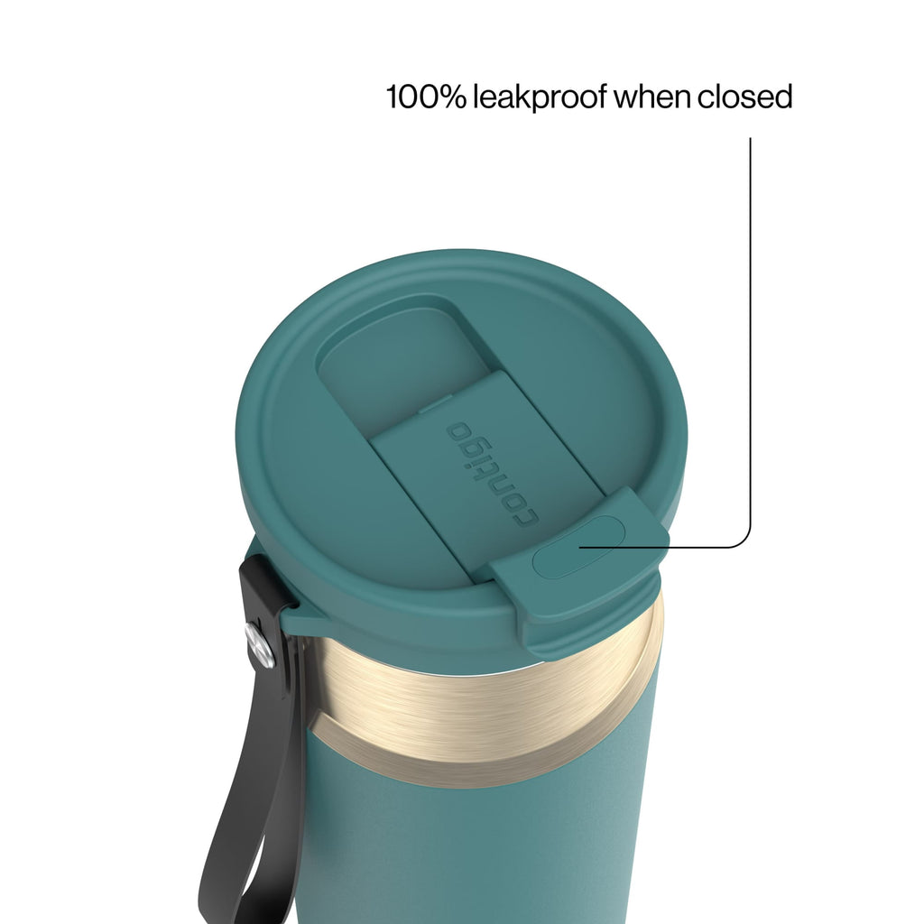 Contigo DualSip 24 oz Leakproof Insulated Water Bottle with Carrying Strap and 2-Way Lid M41U