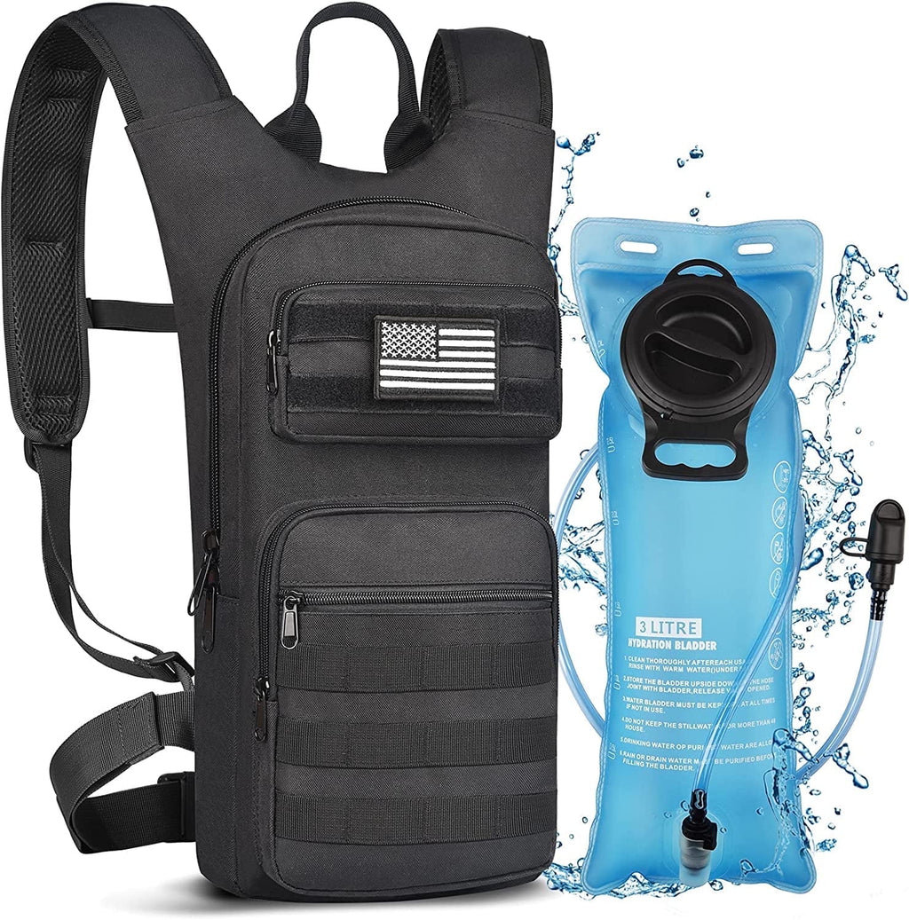 Brightify 17L Hydration Backpack with 3L TPU Water Bladder, Camel Backpack Hydration Pack for Hiking Hunting Climbing Cycling Biking Running, Molle Compatible Water Backpack for Men Women, Black M381X