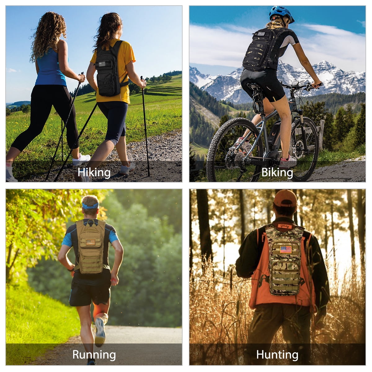 Brightify 17L Hydration Backpack with 3L TPU Water Bladder, Camel Backpack Hydration Pack for Hiking Hunting Climbing Cycling Biking Running, Molle Compatible Water Backpack for Men Women, Black M381X