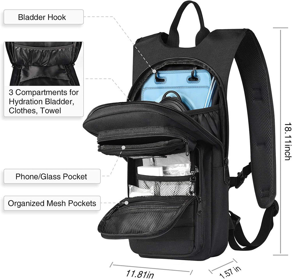 Brightify 17L Hydration Backpack with 3L TPU Water Bladder, Camel Backpack Hydration Pack for Hiking Hunting Climbing Cycling Biking Running, Molle Compatible Water Backpack for Men Women, Black M381X