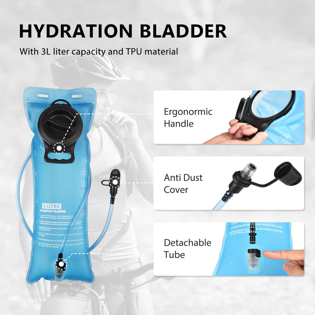 Brightify 17L Hydration Backpack with 3L TPU Water Bladder, Camel Backpack Hydration Pack for Hiking Hunting Climbing Cycling Biking Running, Molle Compatible Water Backpack for Men Women, Black M381X