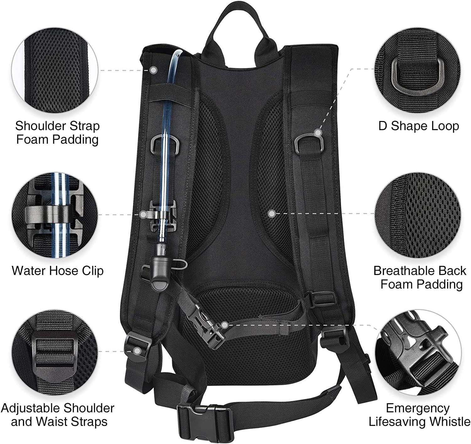 Brightify 17L Hydration Backpack with 3L TPU Water Bladder, Camel Backpack Hydration Pack for Hiking Hunting Climbing Cycling Biking Running, Molle Compatible Water Backpack for Men Women, Black M381X