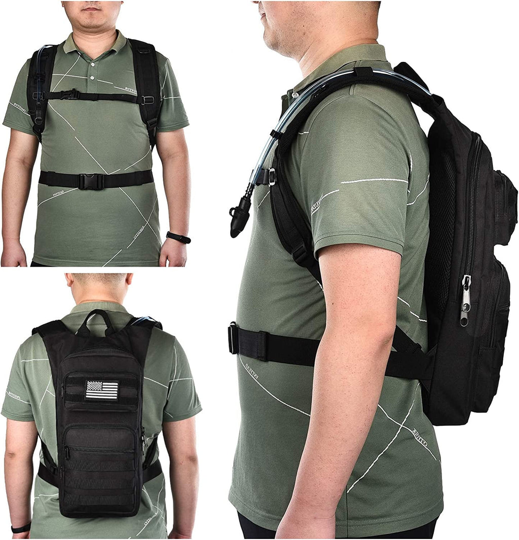 Brightify 17L Hydration Backpack with 3L TPU Water Bladder, Camel Backpack Hydration Pack for Hiking Hunting Climbing Cycling Biking Running, Molle Compatible Water Backpack for Men Women, Black M381X