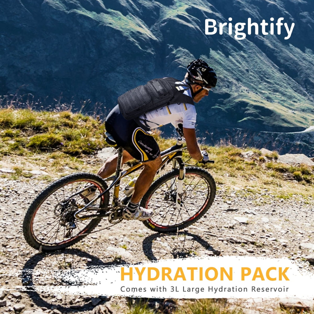 Brightify 17L Hydration Backpack with 3L TPU Water Bladder, Camel Backpack Hydration Pack for Hiking Hunting Climbing Cycling Biking Running, Molle Compatible Water Backpack for Men Women, Black M381X