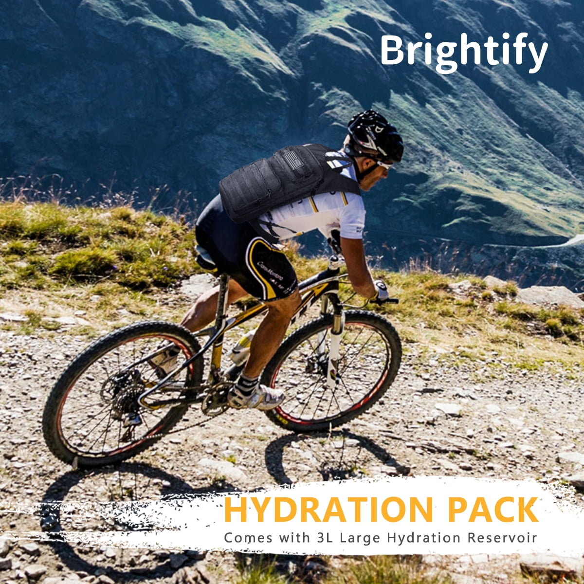 Brightify 17L Hydration Backpack with 3L TPU Water Bladder, Camel Backpack Hydration Pack for Hiking Hunting Climbing Cycling Biking Running, Molle Compatible Water Backpack for Men Women, Black M381X