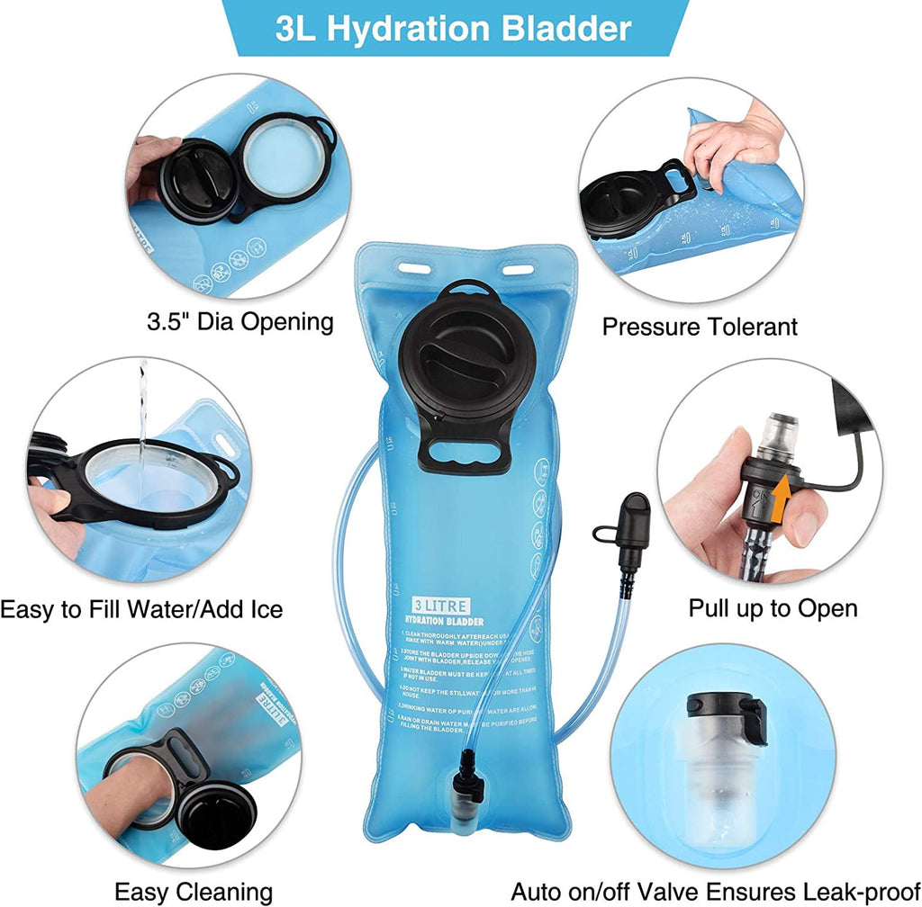 Brightify 17L Hydration Backpack with 3L TPU Water Bladder, Camel Backpack Hydration Pack for Hiking Hunting Climbing Cycling Biking Running, Molle Compatible Water Backpack for Men Women, Black M381X