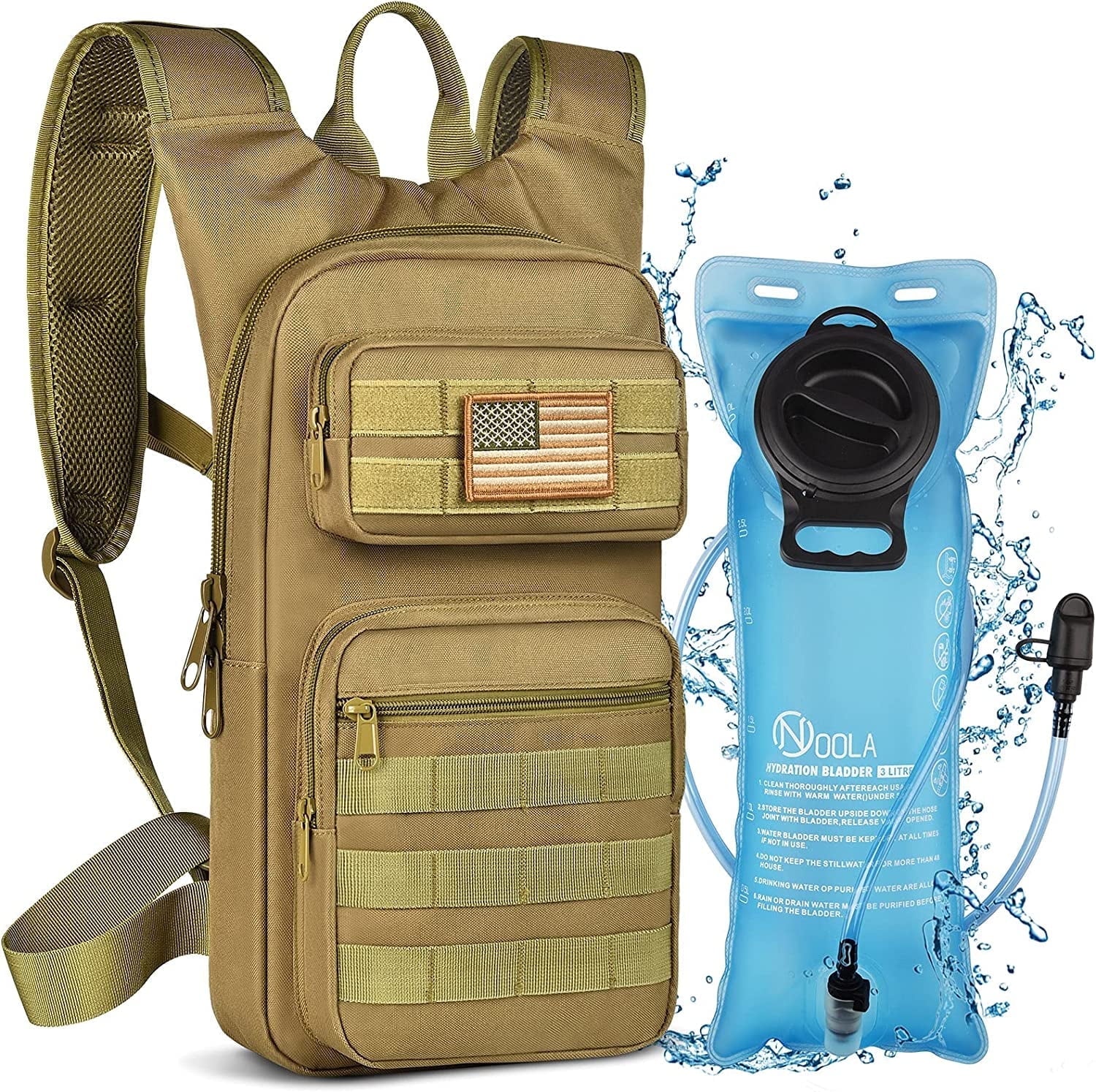 Brightify 17L Hydration Backpack with 3L TPU Water Bladder, Camel Backpack Hydration Pack for Hiking Hunting Climbing Cycling Biking Running, Molle Compatible Water Backpack for Men Women, Black M381X