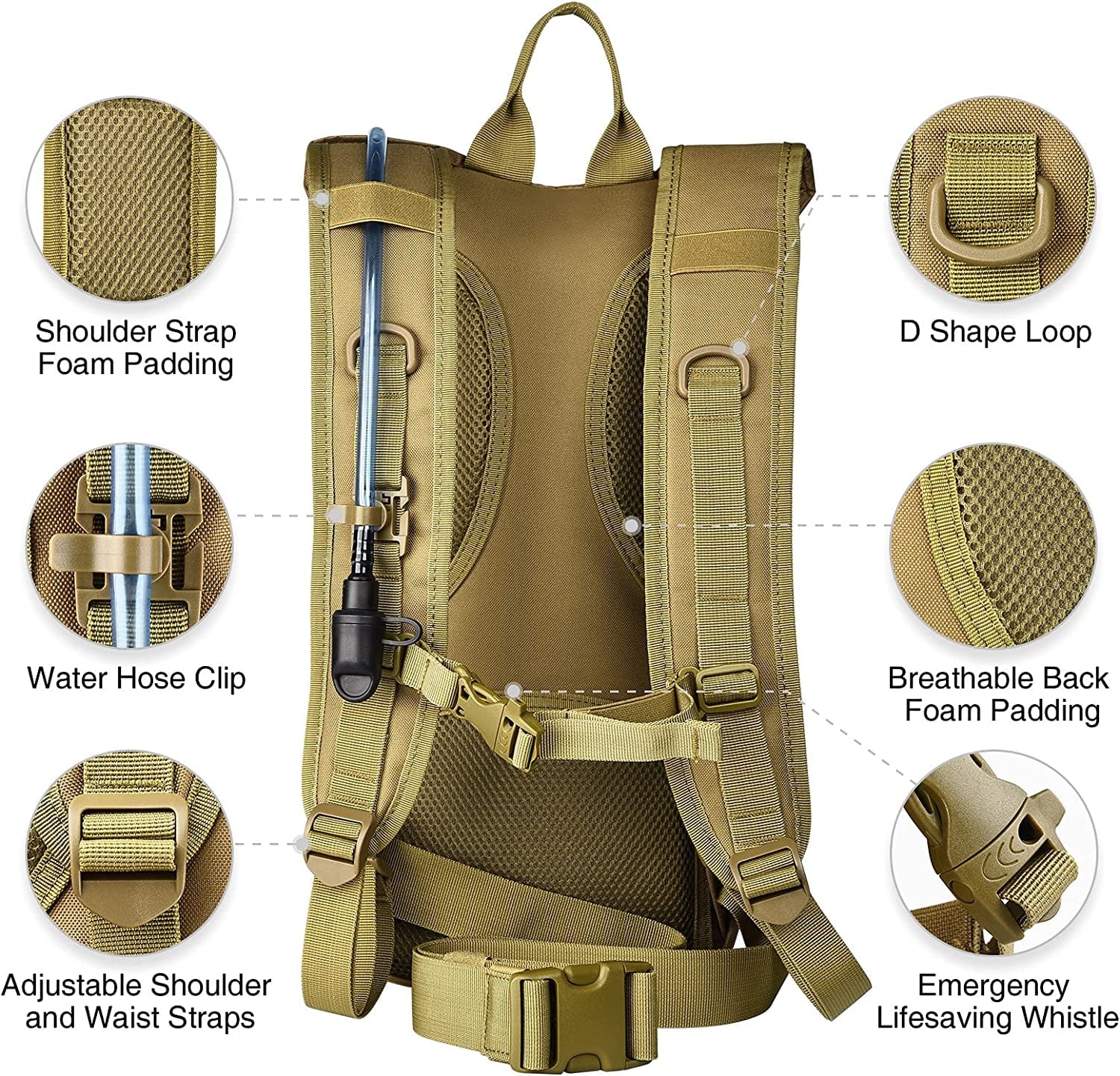 Brightify 17L Hydration Backpack with 3L TPU Water Bladder, Camel Backpack Hydration Pack for Hiking Hunting Climbing Cycling Biking Running, Molle Compatible Water Backpack for Men Women, Black M381X