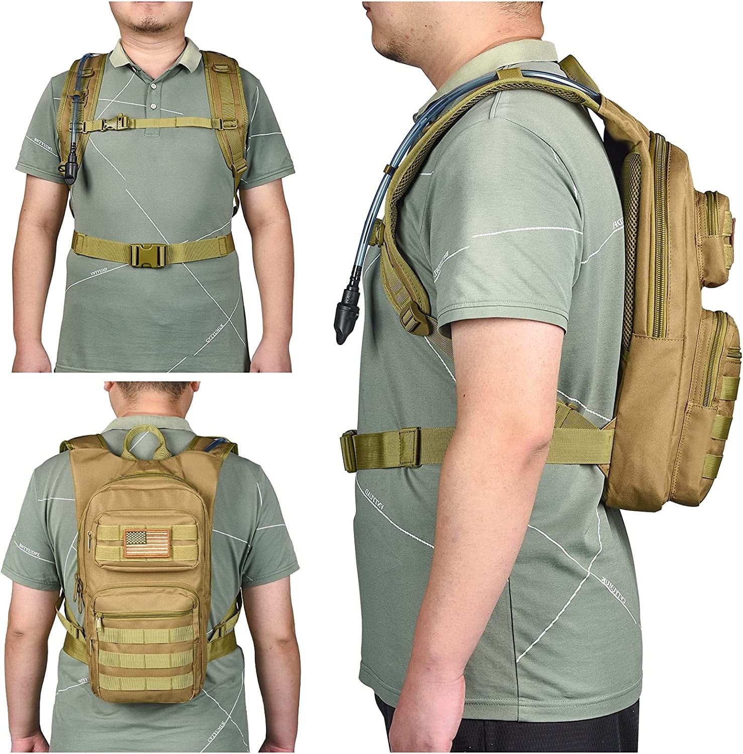 Brightify 17L Hydration Backpack with 3L TPU Water Bladder, Camel Backpack Hydration Pack for Hiking Hunting Climbing Cycling Biking Running, Molle Compatible Water Backpack for Men Women, Black M381X