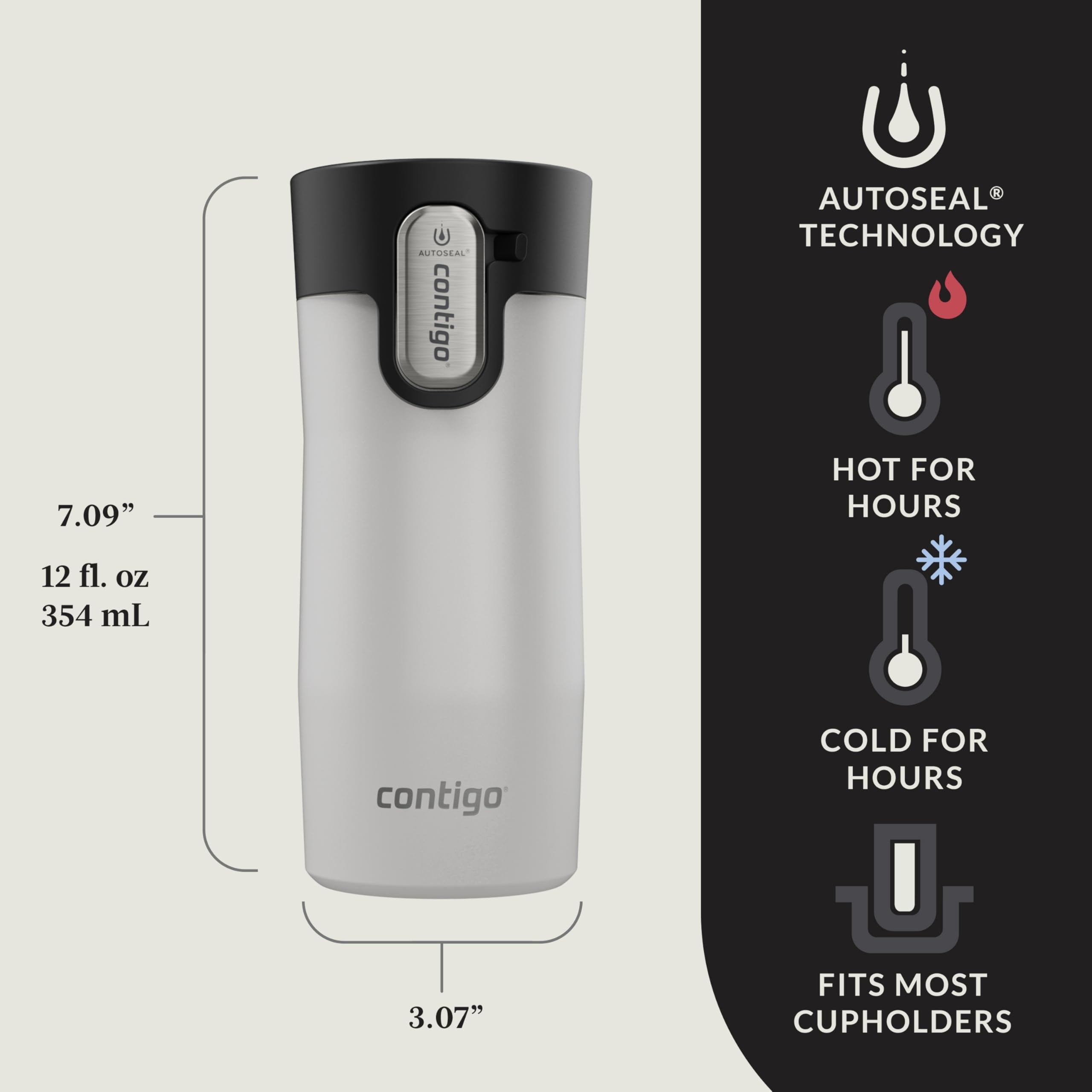 Contigo AUTOSEAL West Loop Vacuum-Insulated Stainless Steel Travel Mug with Easy-Clean Lid, 12oz M55R