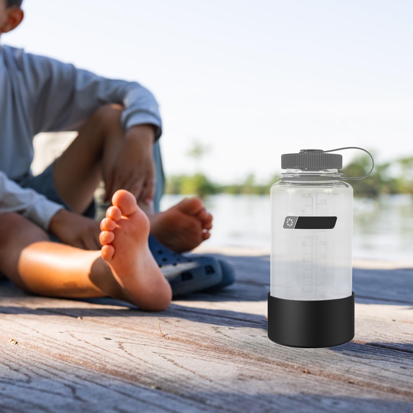 Linkidea 2 Pack Water Bottle Boot Compatible with Nalgene Sustain Wide Mouth 32oz/48oz, Narrow Mouth 32oz, Silicone Anti-Slip Bottle Bottom Bumper Protector (Black) M218N
