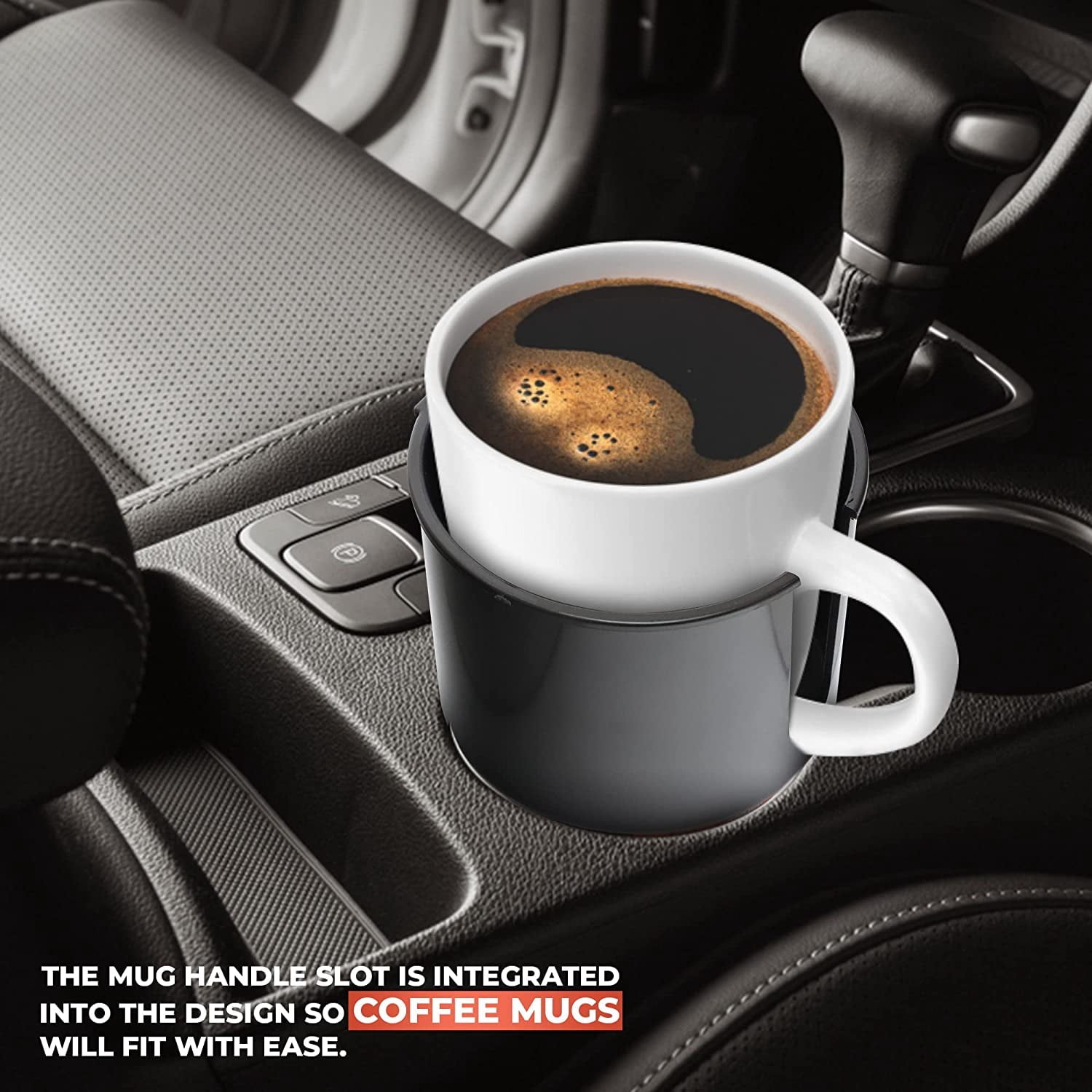 Cup Holder Expander - Fits Hydro Flasks 32/40 oz, Nalgene,  &amp; Large Bottles up to 3.8  Wide - for  up to 3.2  Wide - Black M226V
