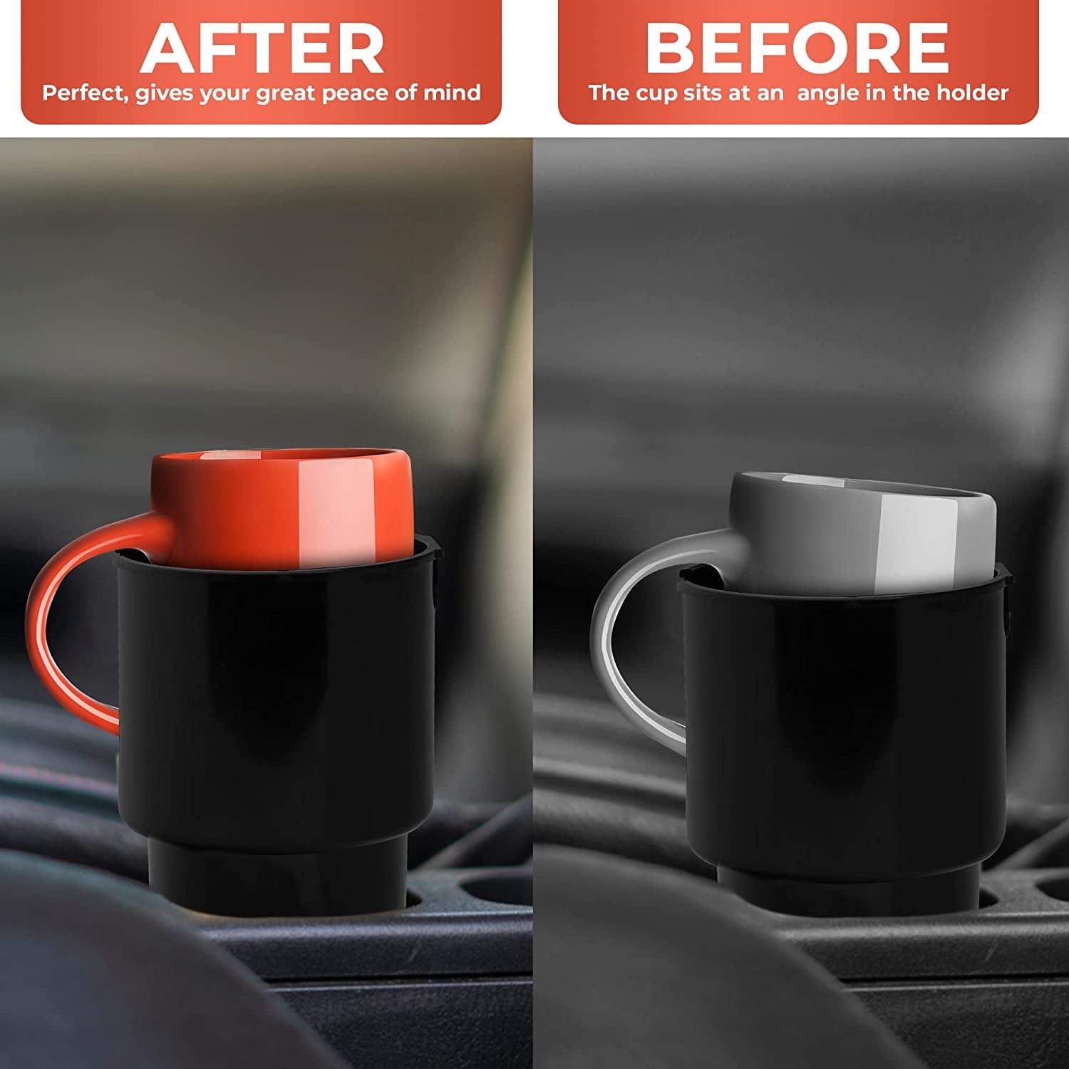 Cup Holder Expander - Fits Hydro Flasks 32/40 oz, Nalgene,  &amp; Large Bottles up to 3.8  Wide - for  up to 3.2  Wide - Black M226V