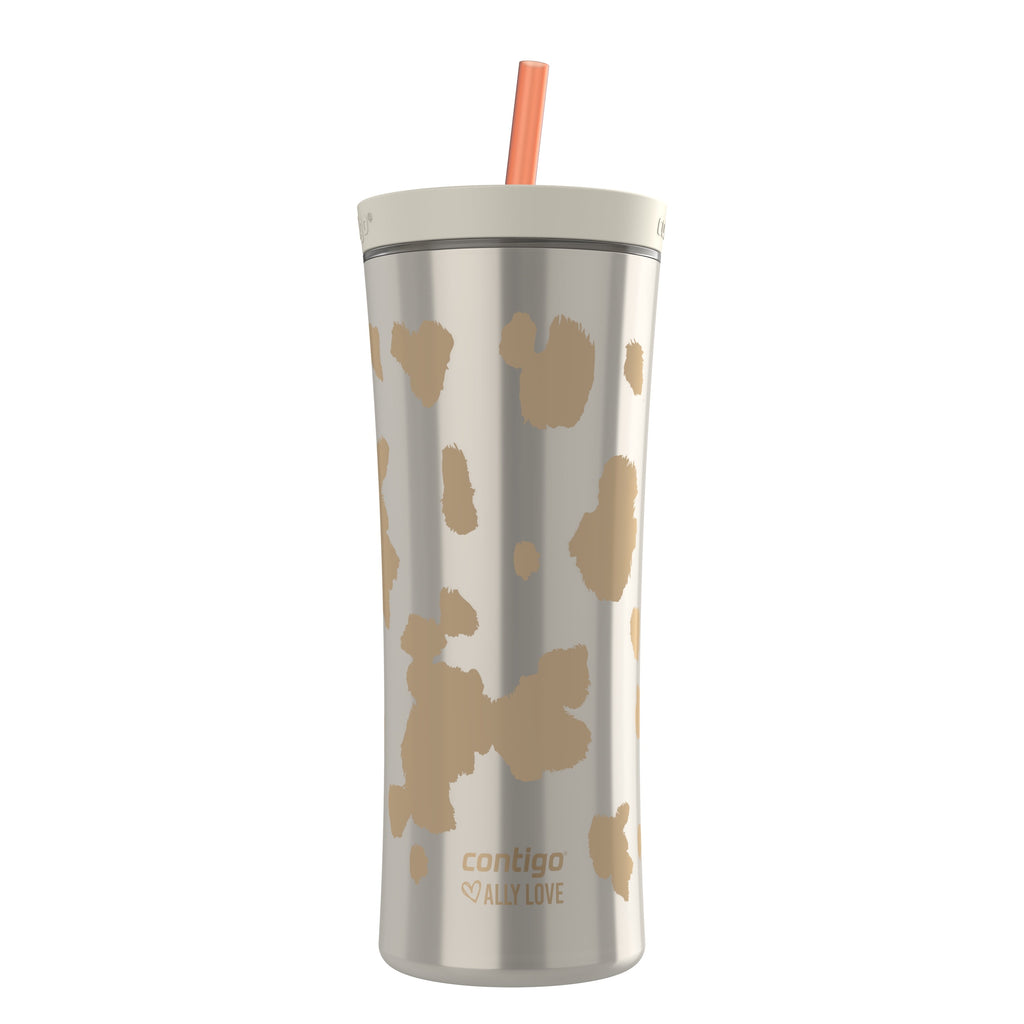 Contigo 20oz Shake &amp; Go Tumbler, Plastic with Straw, Oatmilk Cowhide Couture M120W
