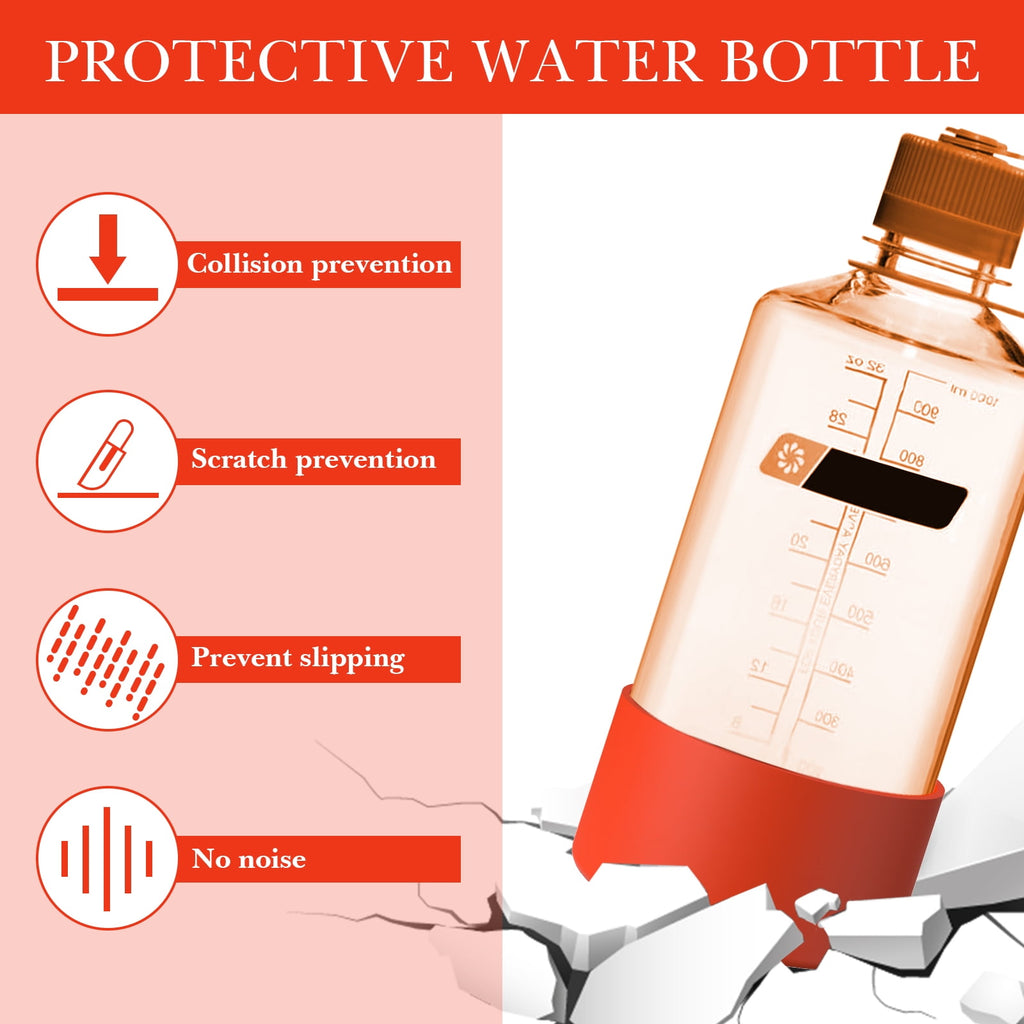 Linkidea 2 Pack Water Bottle Boot Compatible with Nalgene Sustain Wide Mouth 32oz/48oz, Narrow Mouth 32oz, Silicone Anti-Slip Bottle Bottom Bumper Protector (Red) M217F