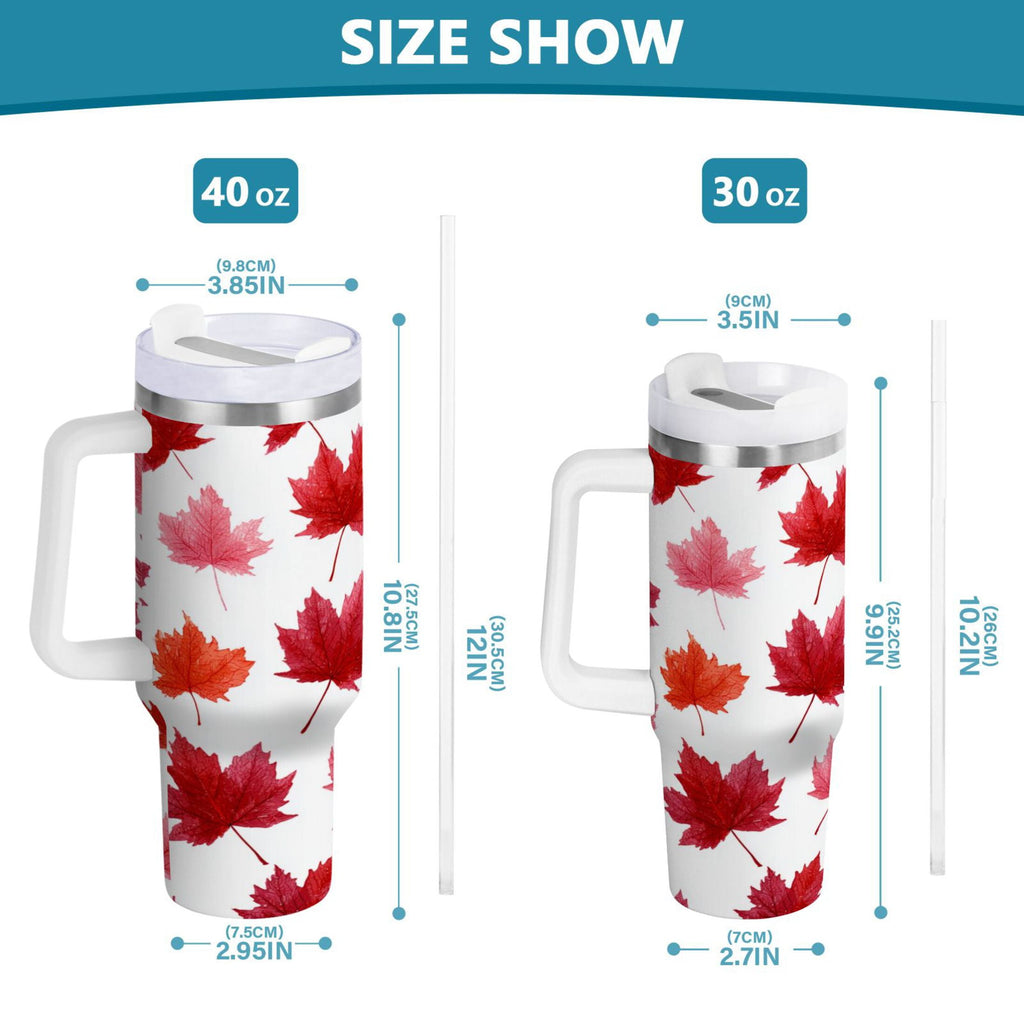 30 oz Insulated Stainless Steel Tumbler Double Wall Stainless Steel Tumbler with 2-Way Drinking Vibrant Red Maple Leaves M454M