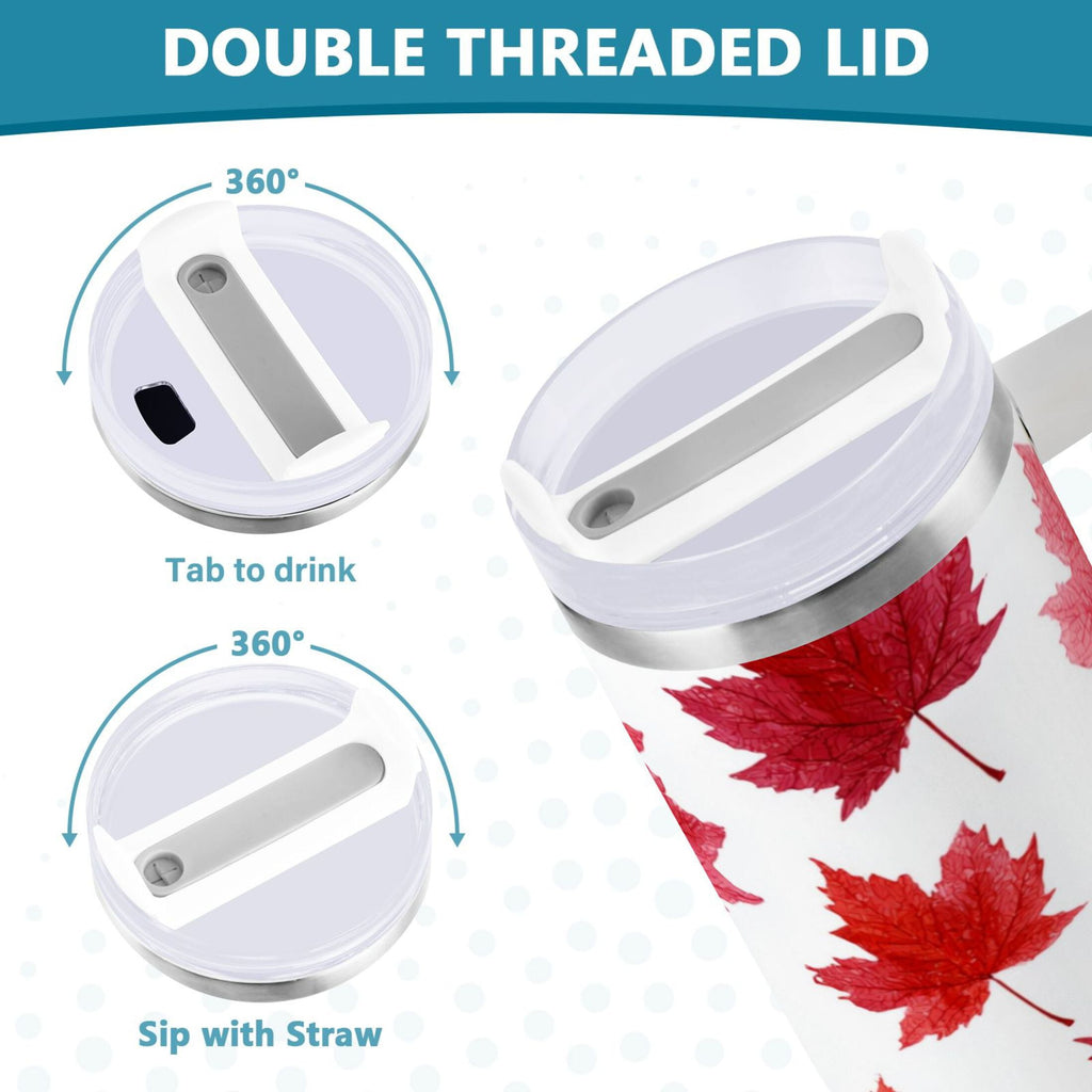 30 oz Insulated Stainless Steel Tumbler Double Wall Stainless Steel Tumbler with 2-Way Drinking Vibrant Red Maple Leaves M454M