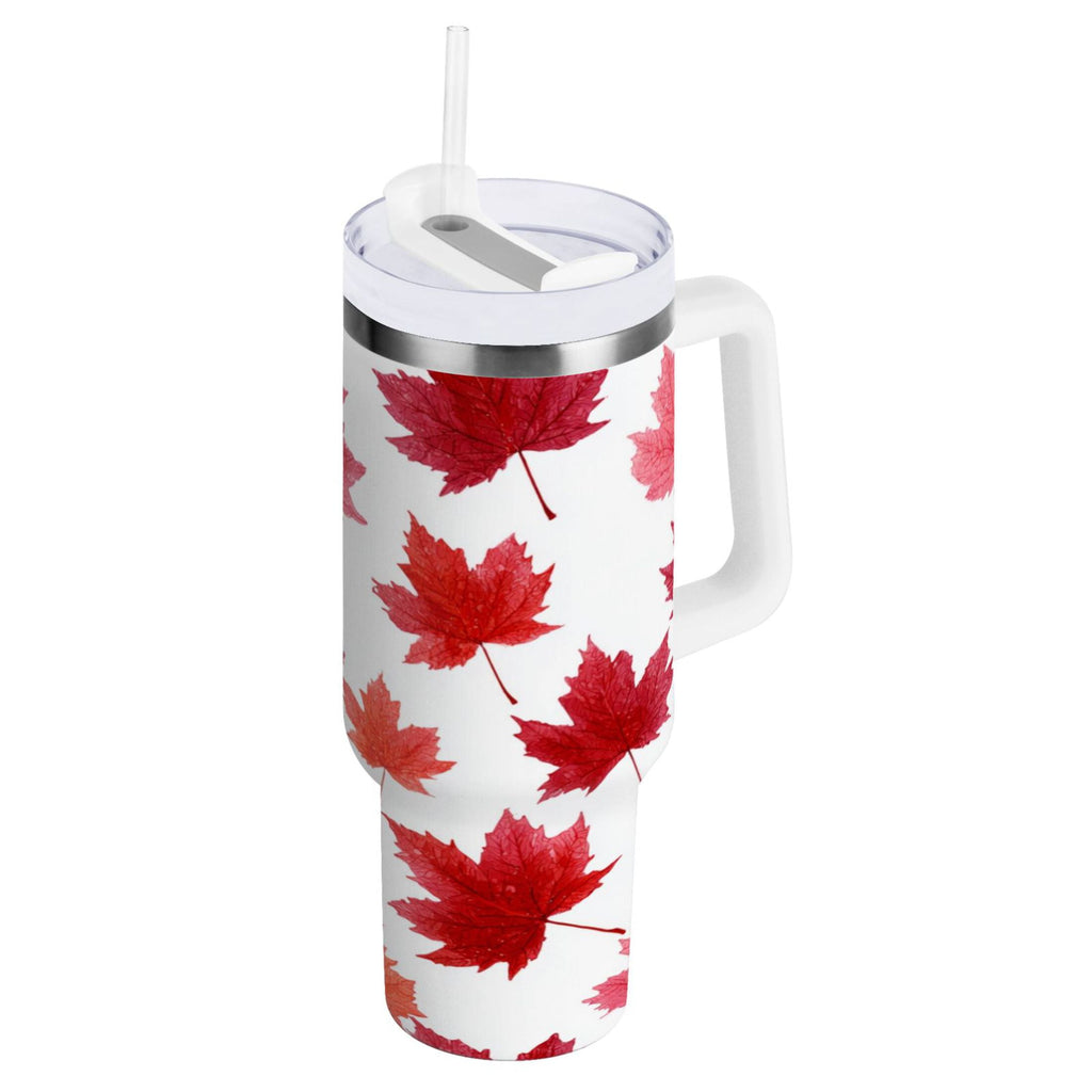30 oz Insulated Stainless Steel Tumbler Double Wall Stainless Steel Tumbler with 2-Way Drinking Vibrant Red Maple Leaves M454M