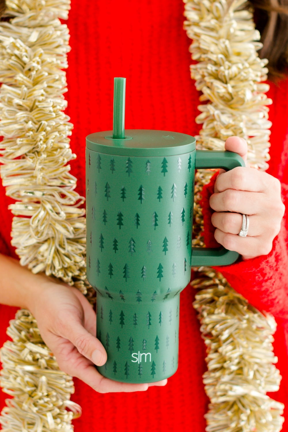 Simple Modern 30 fl oz Insulated Stainless Steel Trek Tumbler with Straw Lid | Seaglass Sage and Cream Checkmate M690P