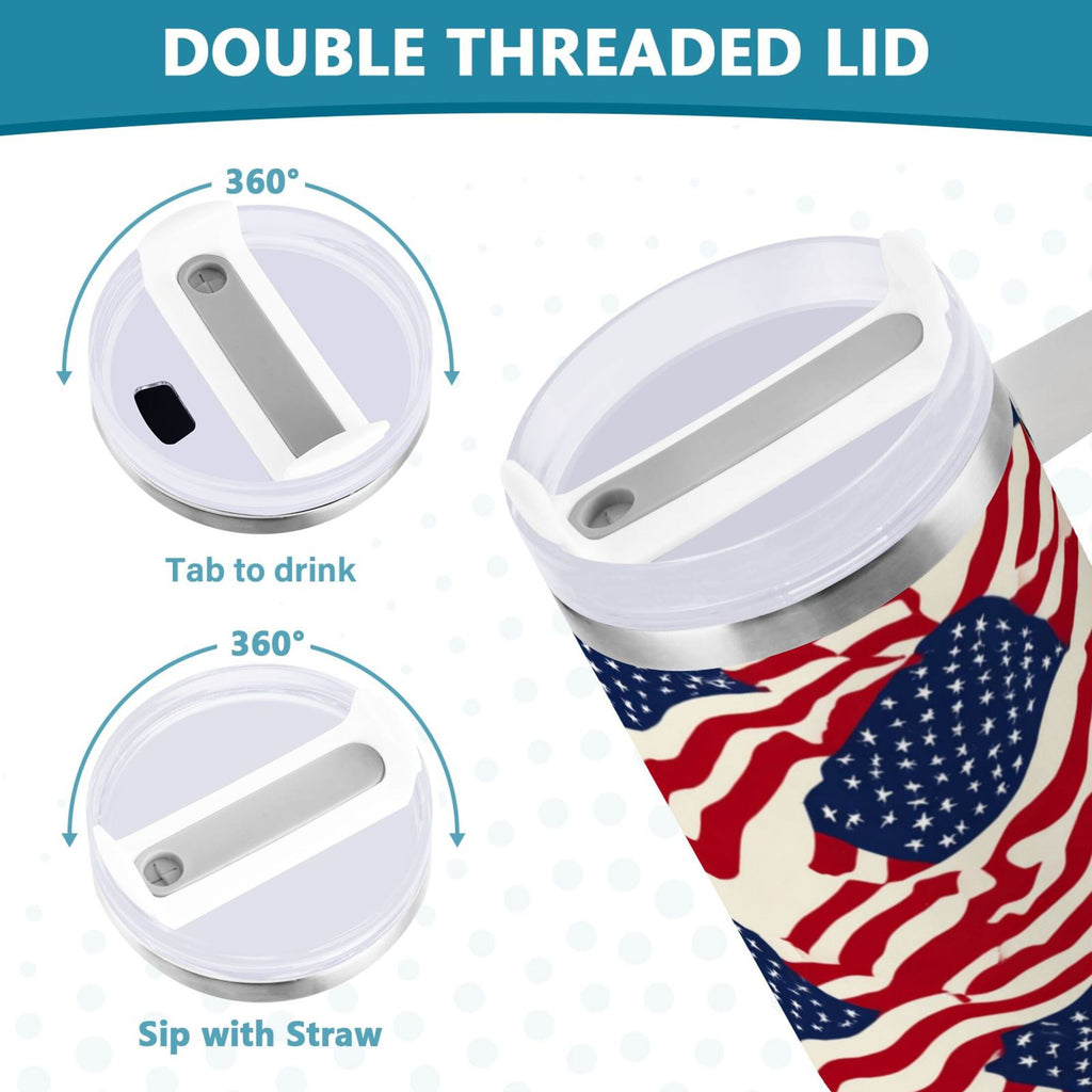 40 oz Insulated Stainless Steel Tumbler Double Wall Stainless Steel Tumbler with 2-Way Drinking Flags Abstract Design M607B
