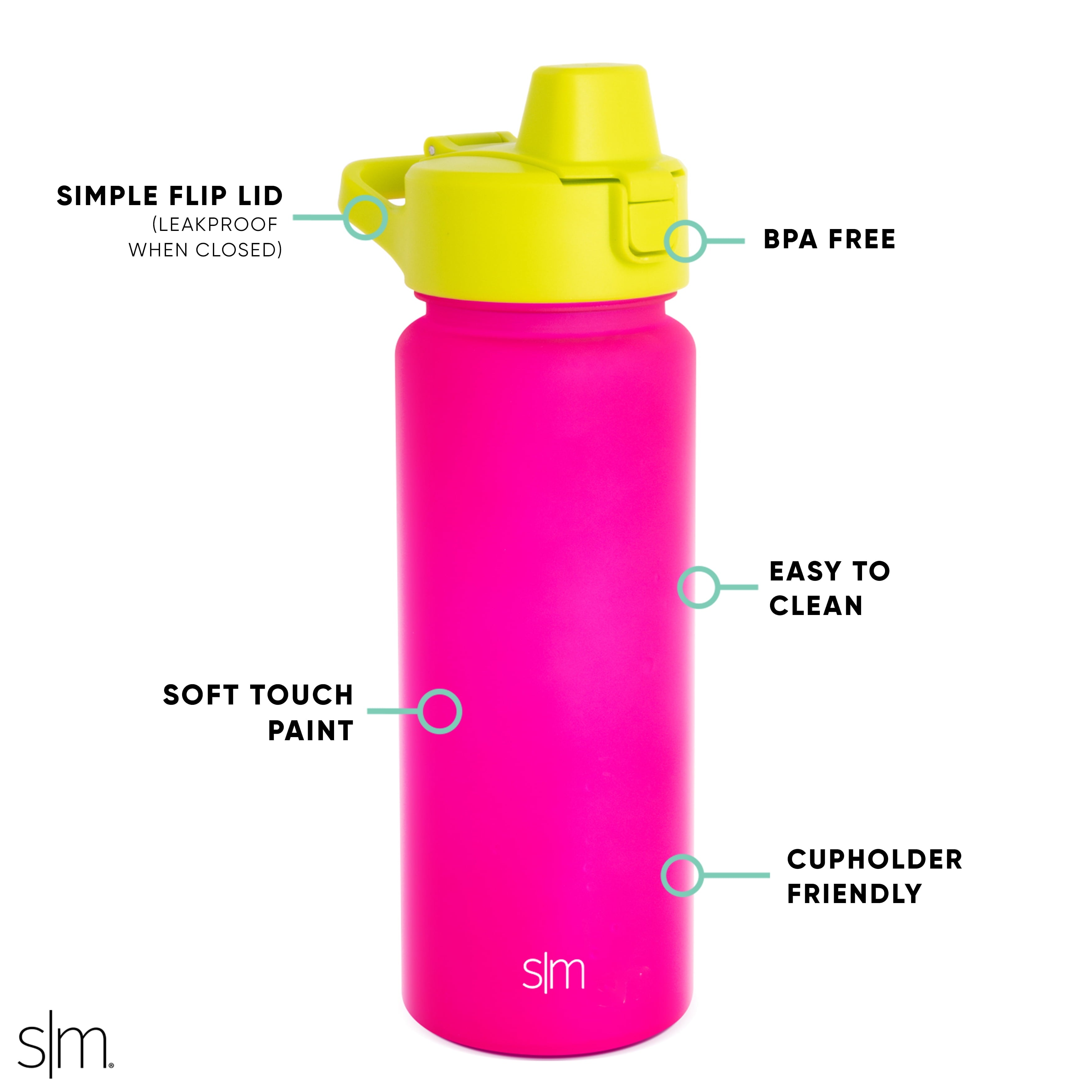 Simple Modern 22 fl oz Reusable Tritan Summit Water Bottle with Silicone Straw Lid|Raspberry Chartreuse M405A
