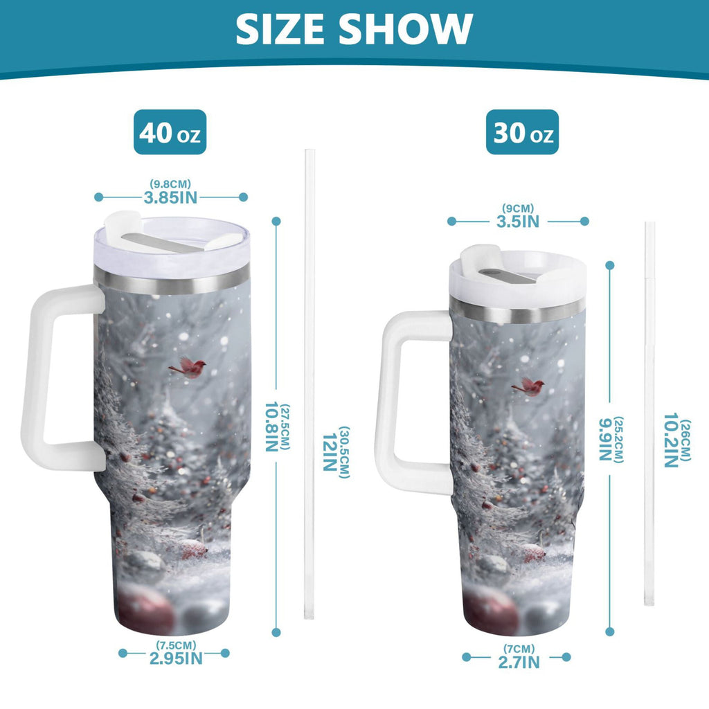 30 oz Insulated Stainless Steel Tumbler Double Wall Stainless Steel Tumbler with 2-Way Drinking Snowy Winter Landscape M557M