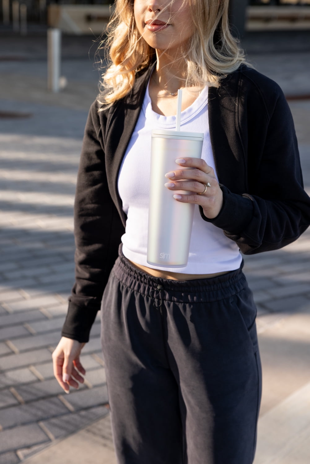 Simple Modern 24 fl oz Double Wall Plastic Classic Tumbler with Straw|Opalescent M393X