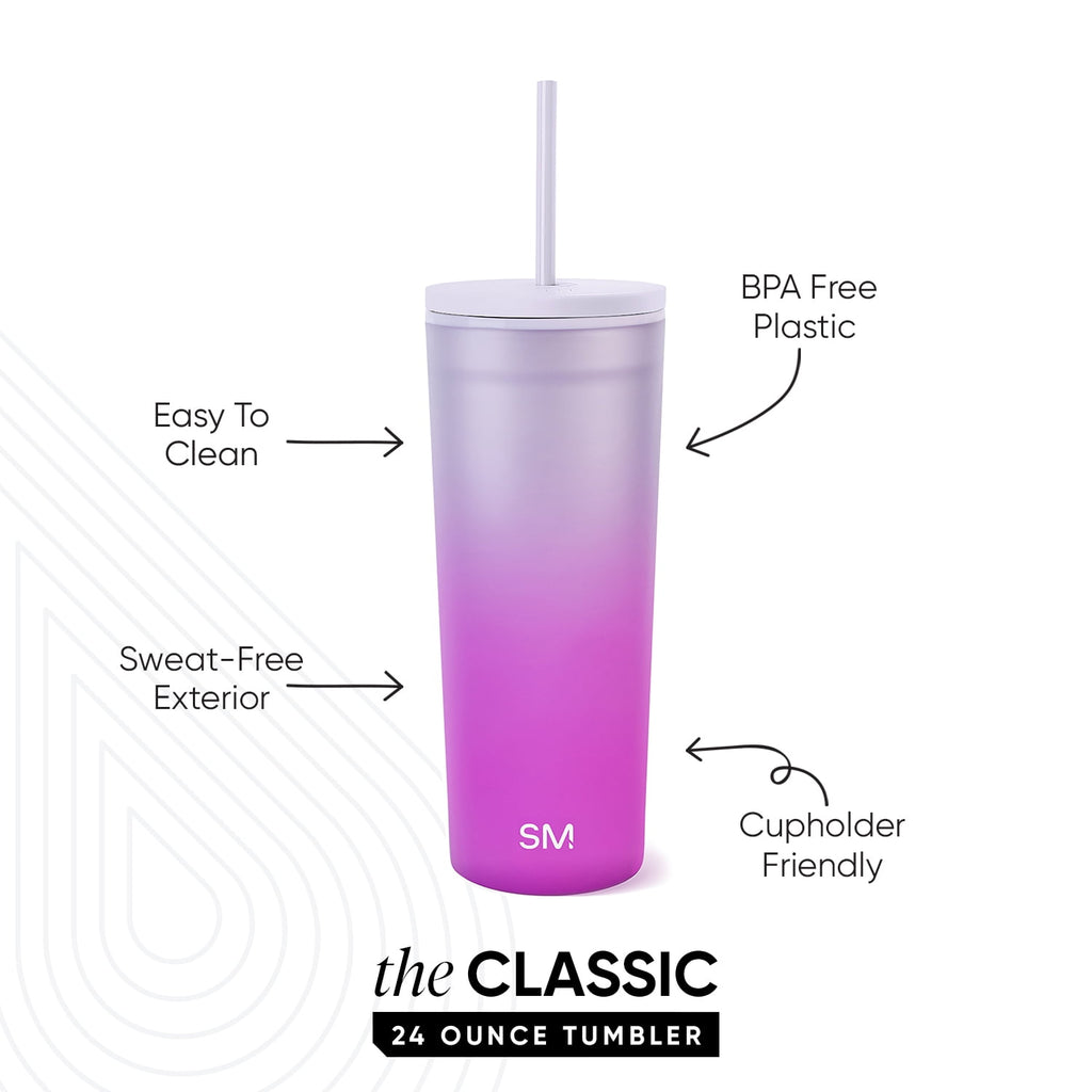 Simple Modern 24 fl oz Double Wall Plastic Classic Tumbler with Straw|Opalescent M393X