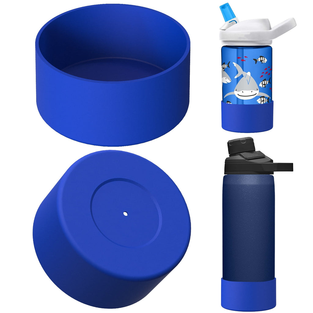 Linkidea 2 Pack Water Bottle Boot Compatible with CamelBak Eddy+20oz/25oz, Chute Mag 20oz/25oz, Carry Cap, Silicone Anti-Slip Bottle Bottom Bumper Protector (Navy Blue) M388Q