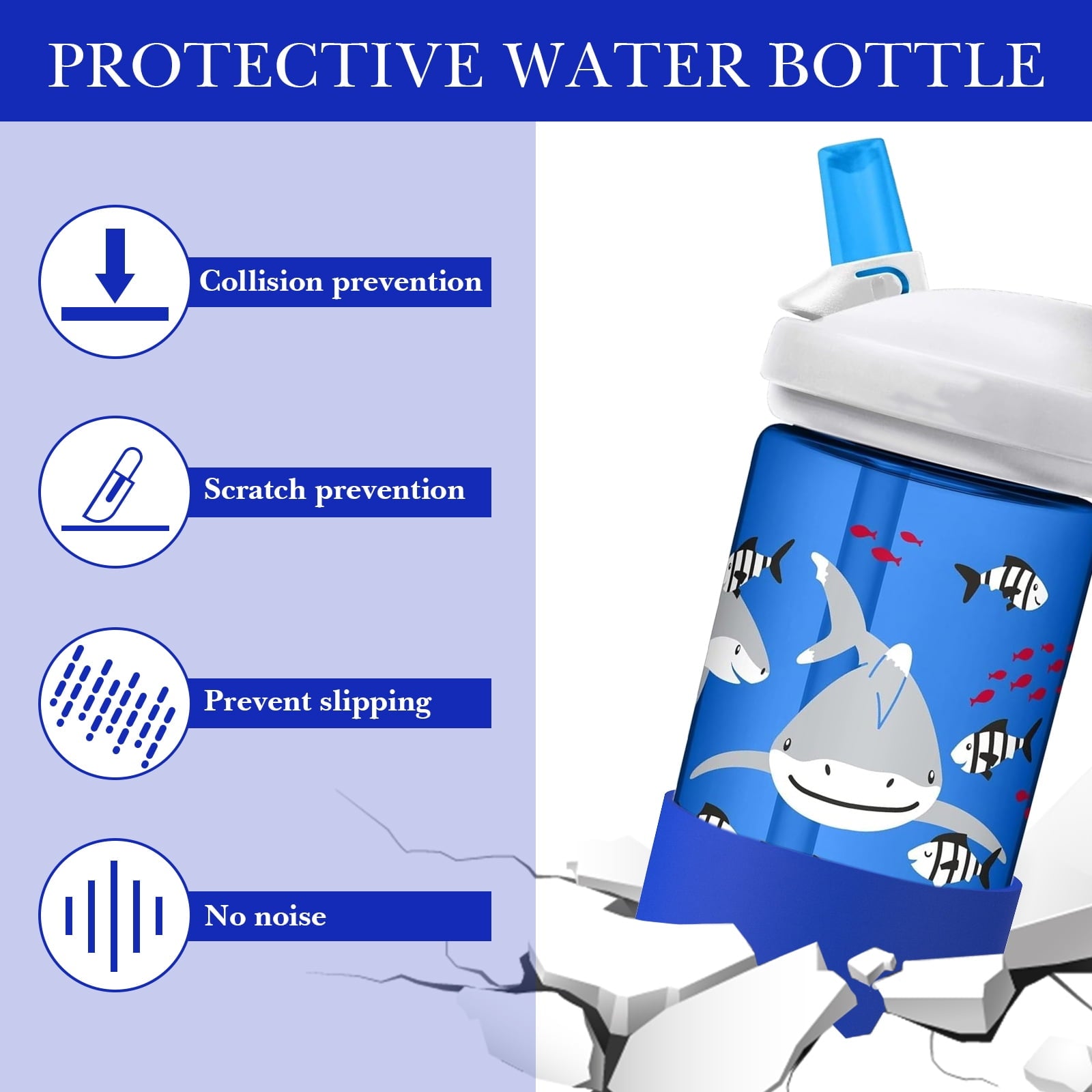 Linkidea 2 Pack Water Bottle Boot Compatible with CamelBak Eddy+20oz/25oz, Chute Mag 20oz/25oz, Carry Cap, Silicone Anti-Slip Bottle Bottom Bumper Protector (Navy Blue) M388Q