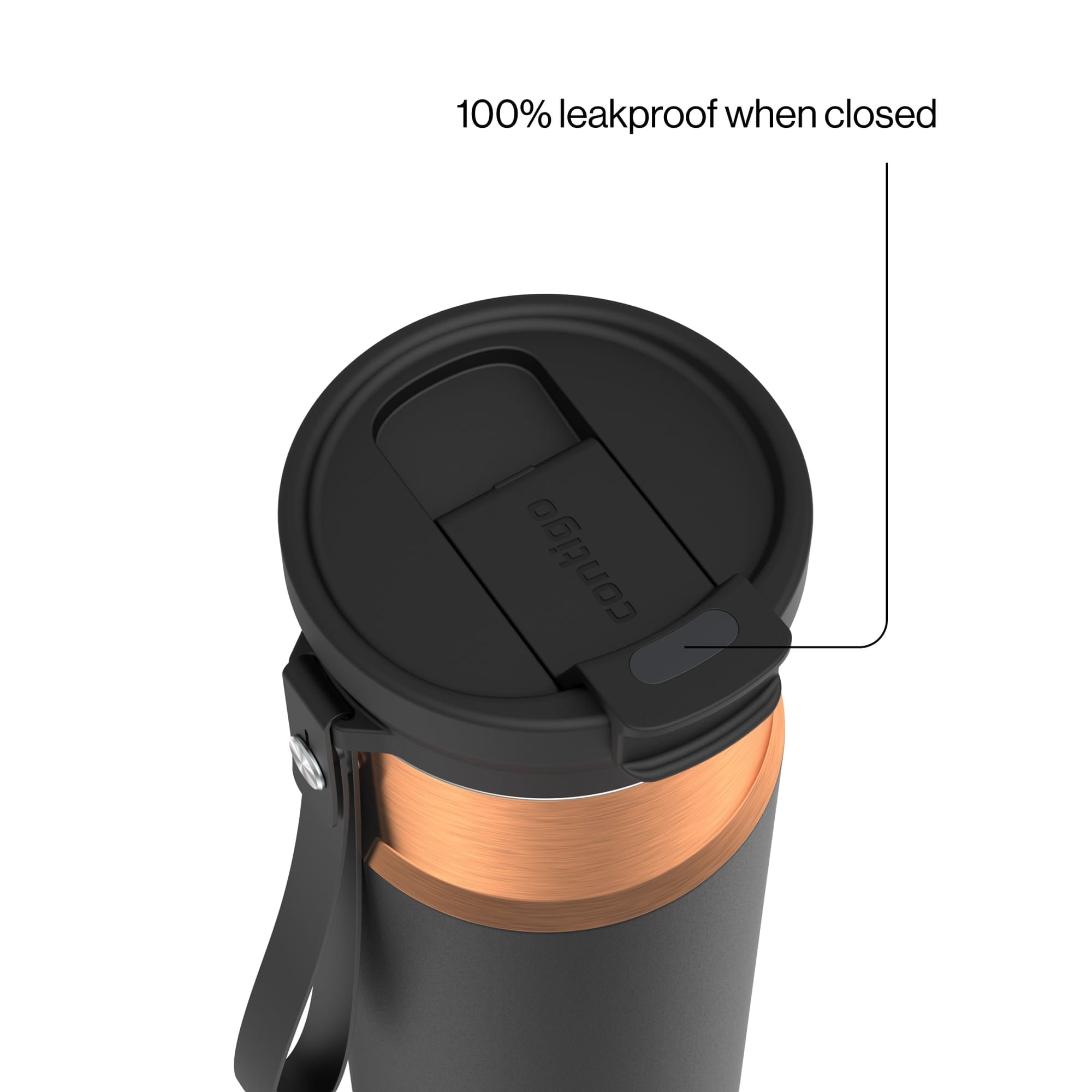Contigo DualSip Leakproof Stainless Steel Reusable Water Bottle Tumbler with Carrying Strap, Cream/Champagne, 24 oz M11T