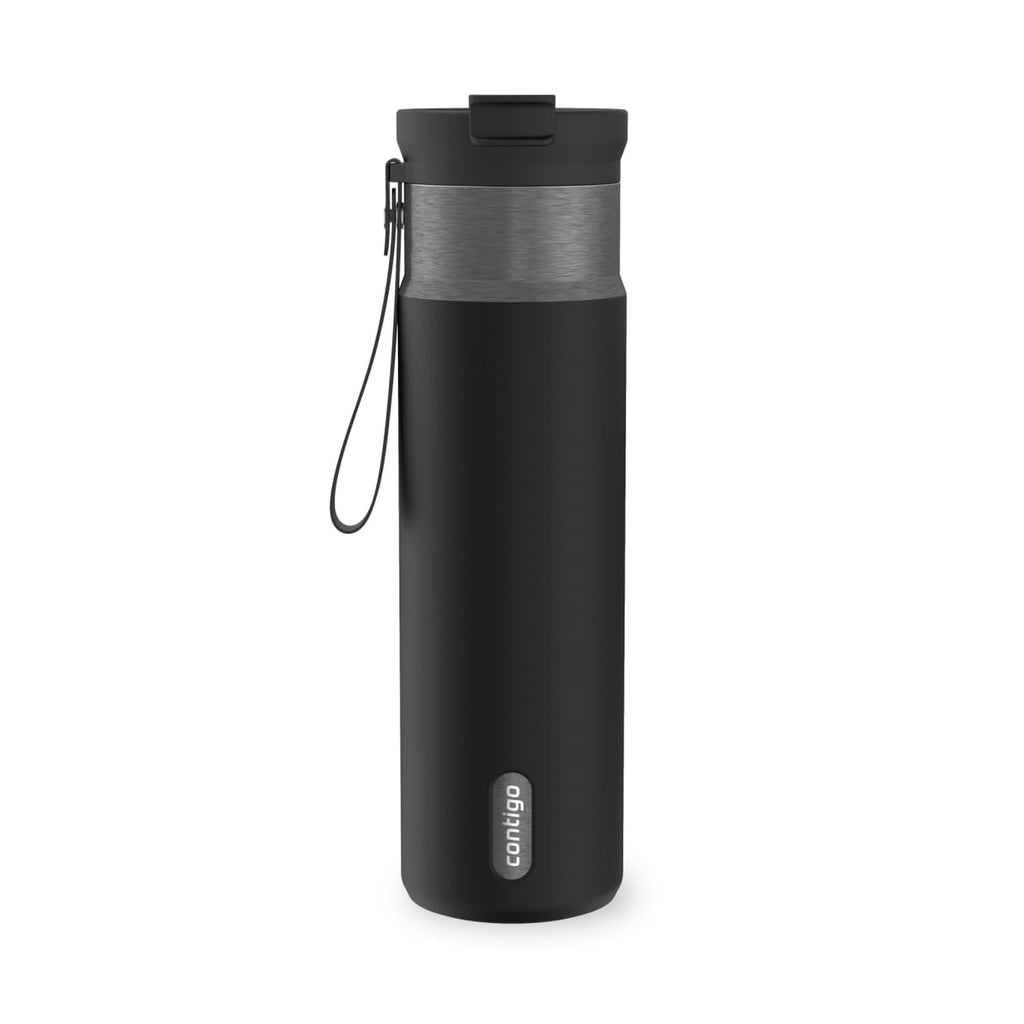 Contigo DualSip Leakproof Stainless Steel Reusable Water Bottle Tumbler with Carrying Strap, Cream/Champagne, 24 oz M11T