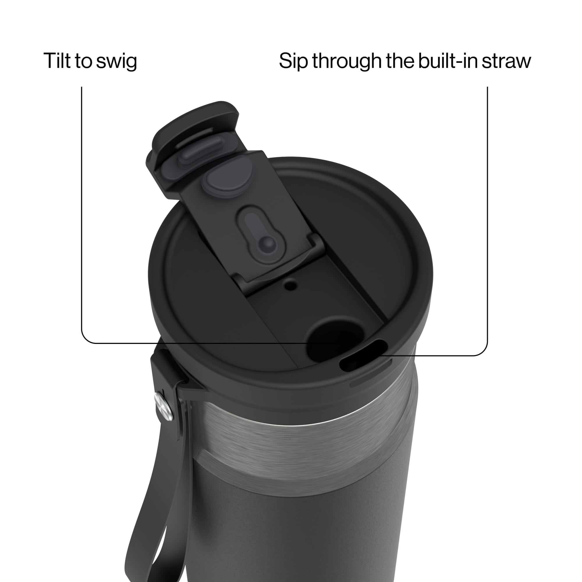 Contigo DualSip Leakproof Stainless Steel Reusable Water Bottle Tumbler with Carrying Strap, Cream/Champagne, 24 oz M11T