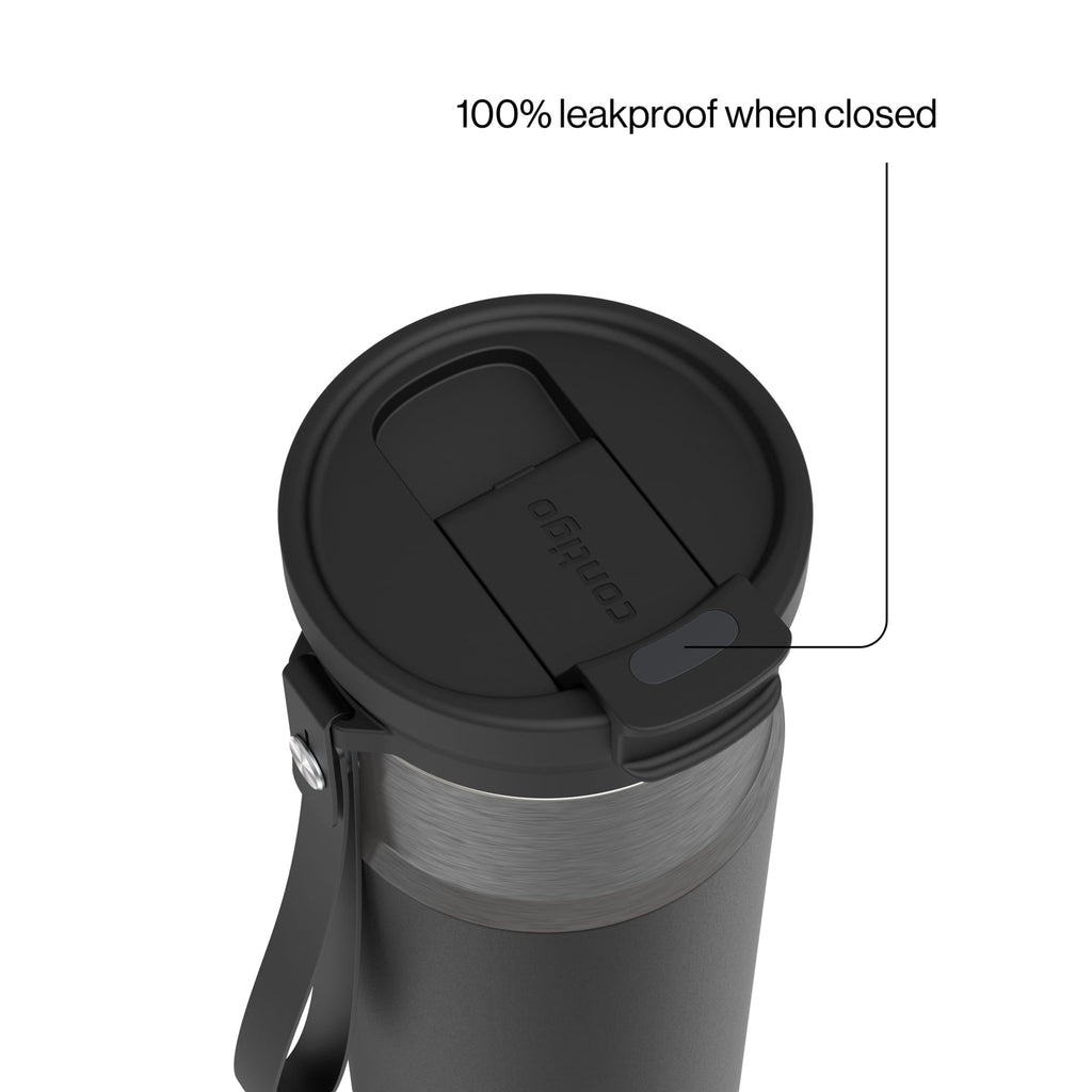 Contigo DualSip Leakproof Stainless Steel Reusable Water Bottle Tumbler with Carrying Strap, Cream/Champagne, 24 oz M11T