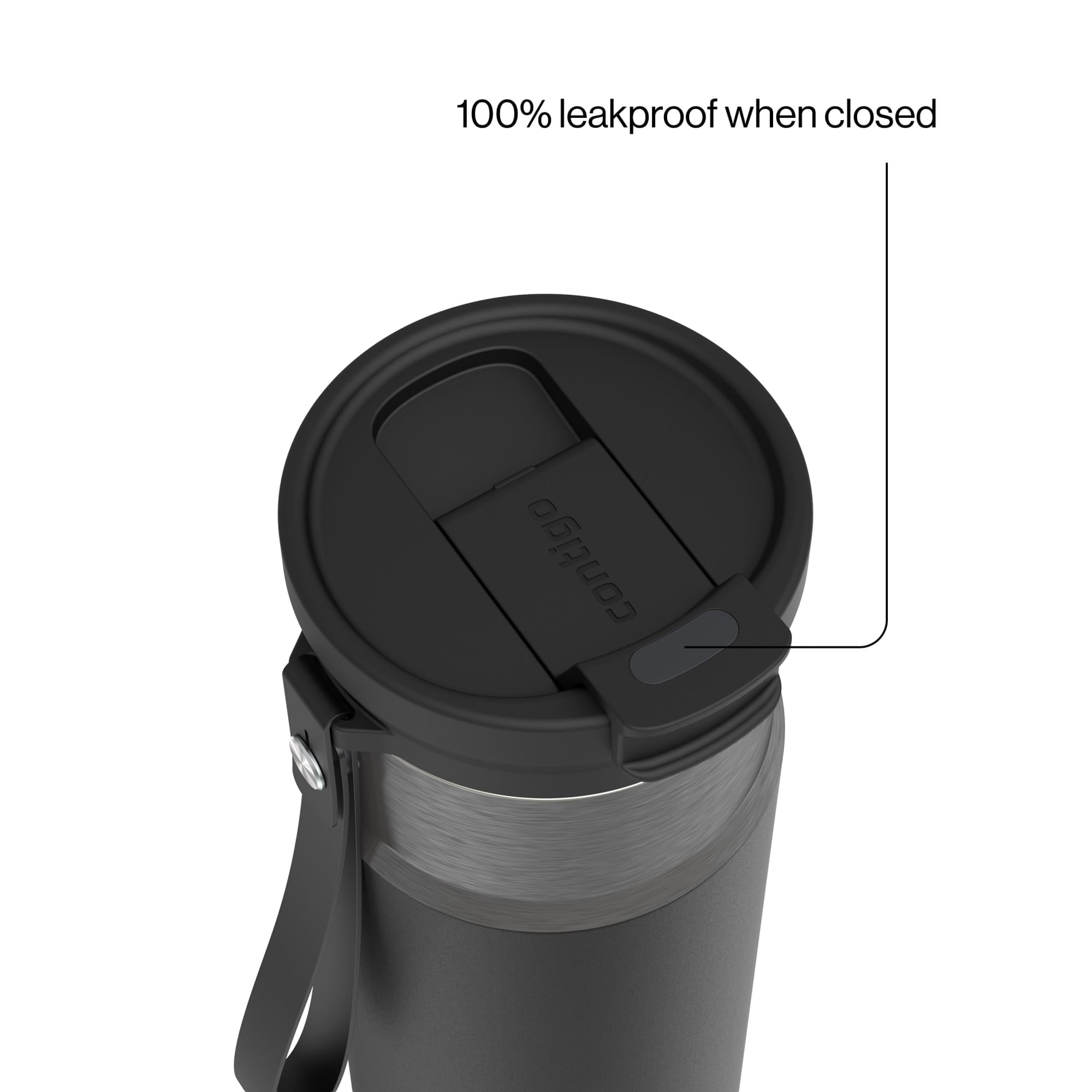 Contigo DualSip Leakproof Stainless Steel Reusable Water Bottle Tumbler with Carrying Strap, Cream/Champagne, 24 oz M11T