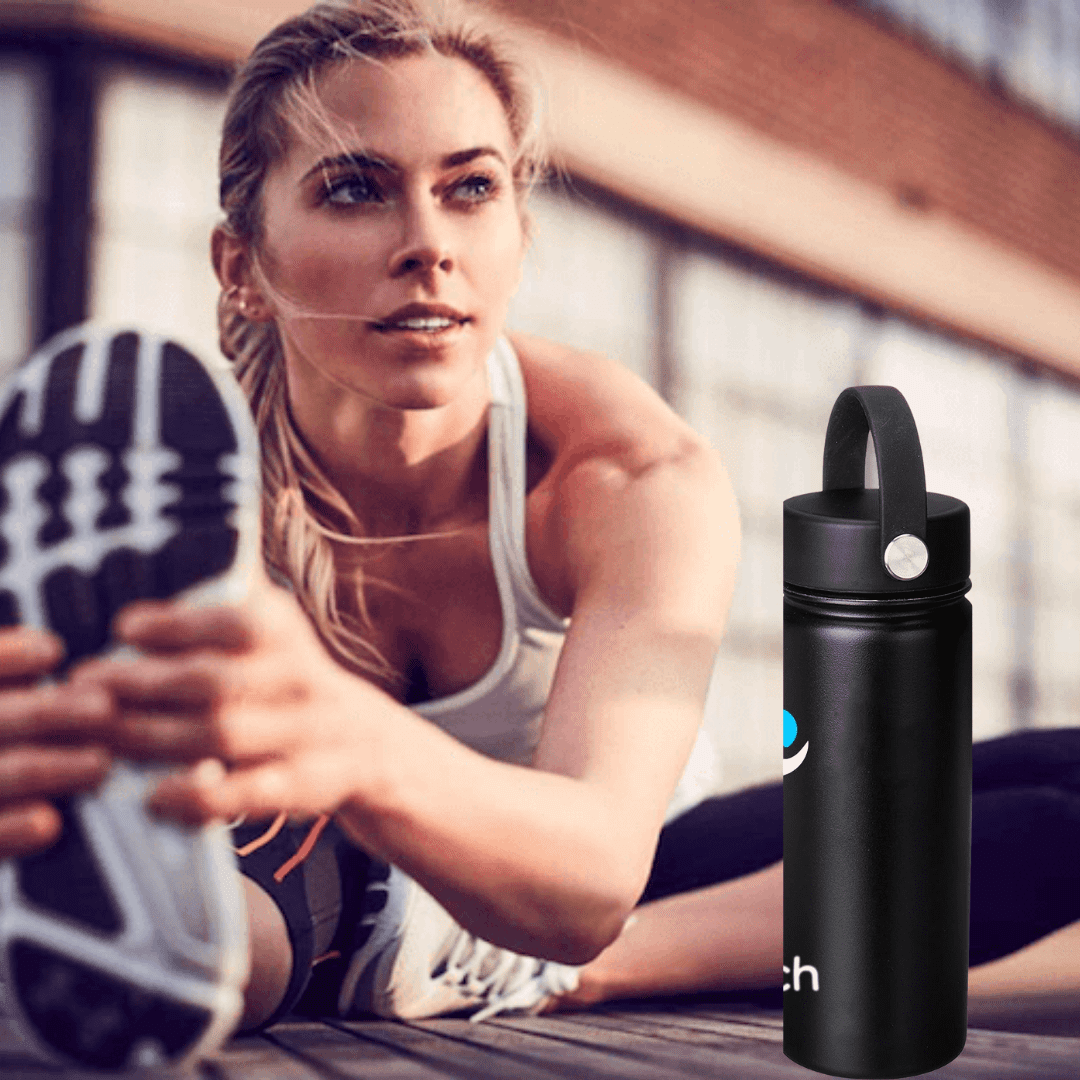 NuRich Sports Water Bottle - 18 Oz, Vacuum Insulated Stainless Steel, Modern Double Walled, Simple Thermo Modern Mug, Hydro Metal Canteen Flask Wide Mouth with Sweat Proof Design for Cold &amp; Hot Temp M684B