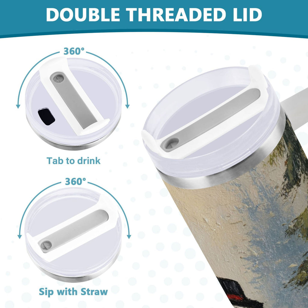 40 oz Insulated Stainless Steel Tumbler Double Wall Stainless Steel Tumbler with 2-Way Drinking Moody Snowman Couple M671K