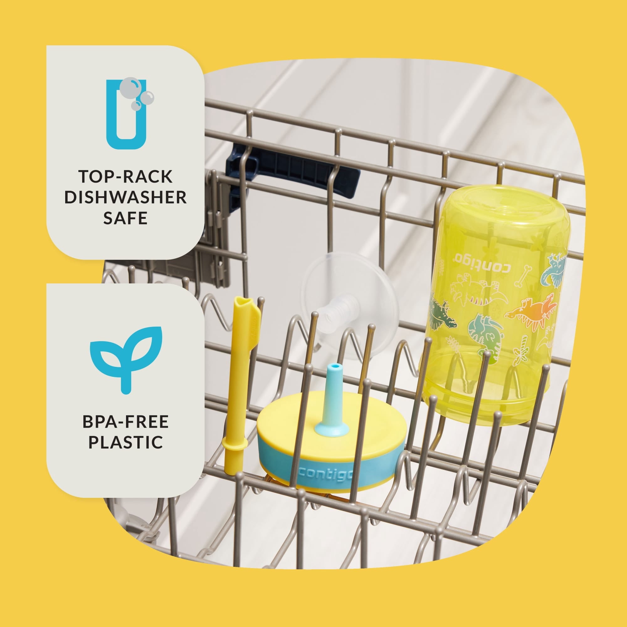 Contigo Kids Leighton Spill-Proof Tumbler with Straw, 14 oz, Yellow M80T