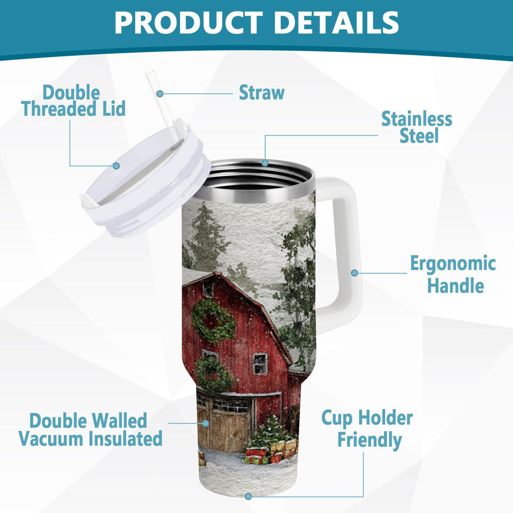 30 oz Insulated Stainless Steel Tumbler Double Wall Stainless Steel Tumbler with 2-Way Drinking Old Red Barn M592E