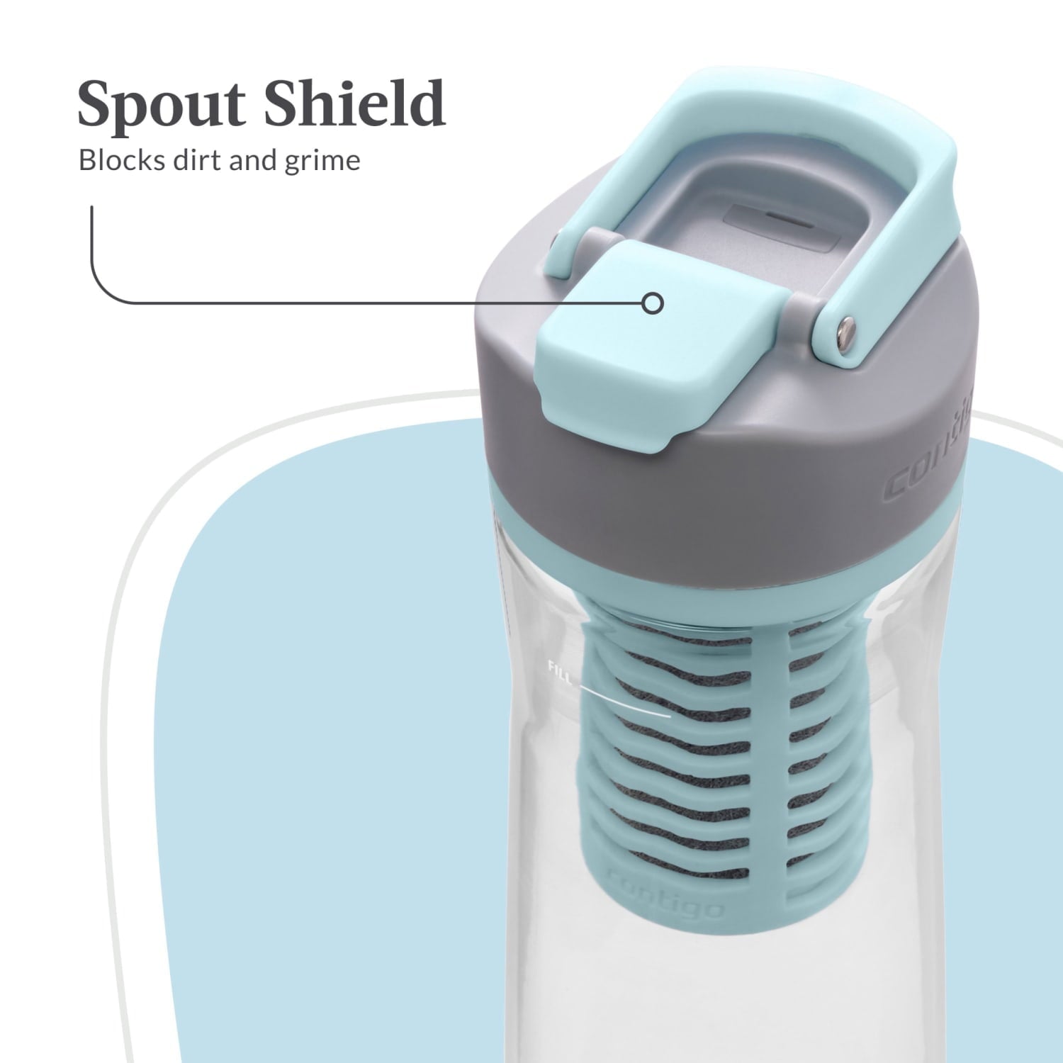 Contigo Clybourn Plastic FreeFlow Filter Water Bottle with AUTOSEAL Lid 24 oz., Salt, with Replacable Filter M12H