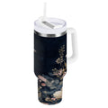 30 oz Insulated Stainless Steel Tumbler Double Wall Stainless Steel Tumbler with 2-Way Drinking Watercolor Vintage Blue Bird M466Q