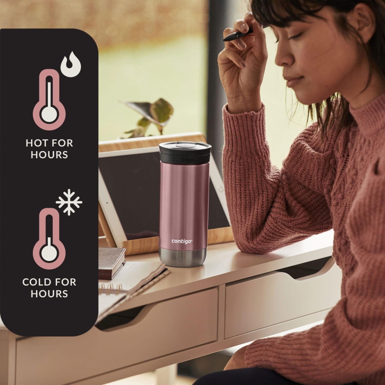 Contigo 16 oz. Huron 2.0 SnapSeal Stainless Steel Travel Mug - Licorice M01J
